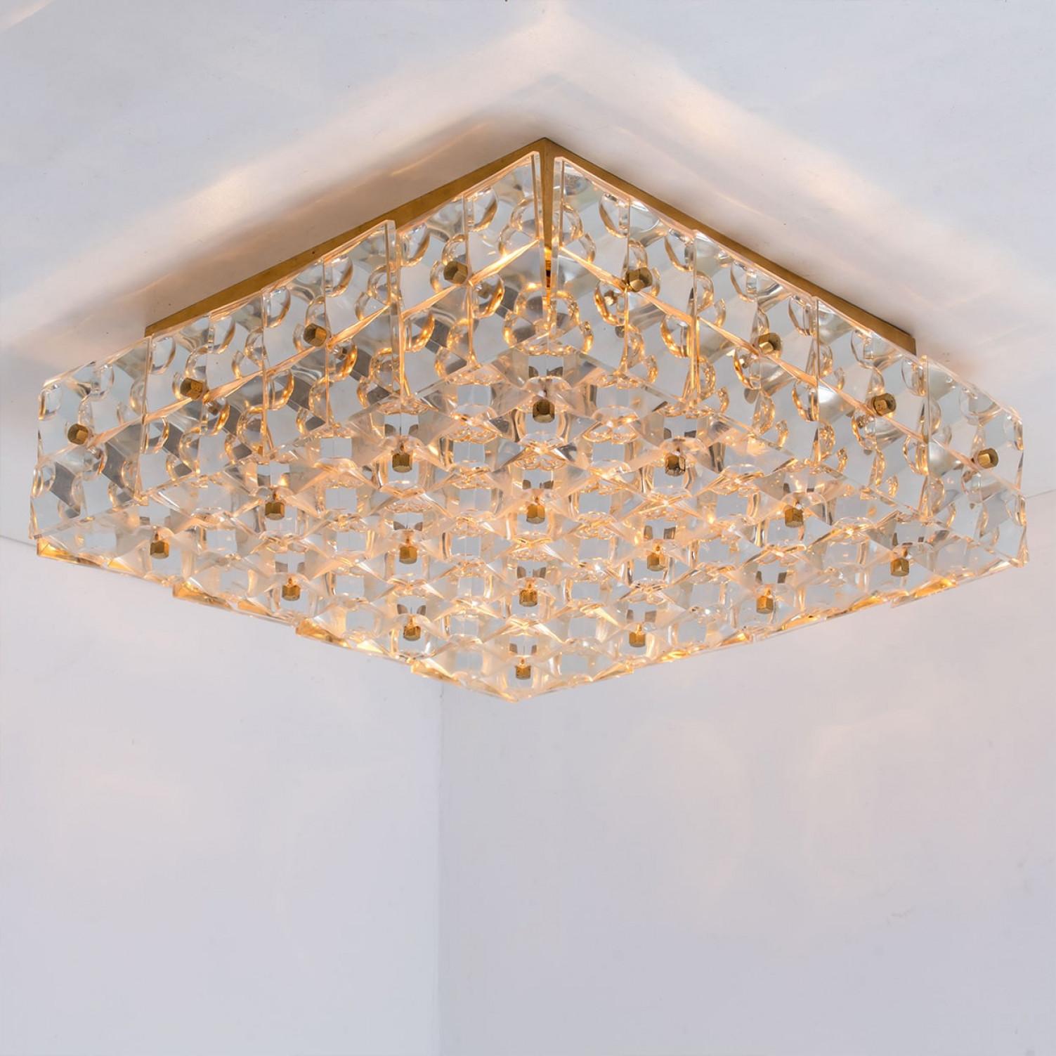 Kinkeldey Monture affleurante carrée en laiton et verre de cristal, Allemagne, années 1970 en vente 5