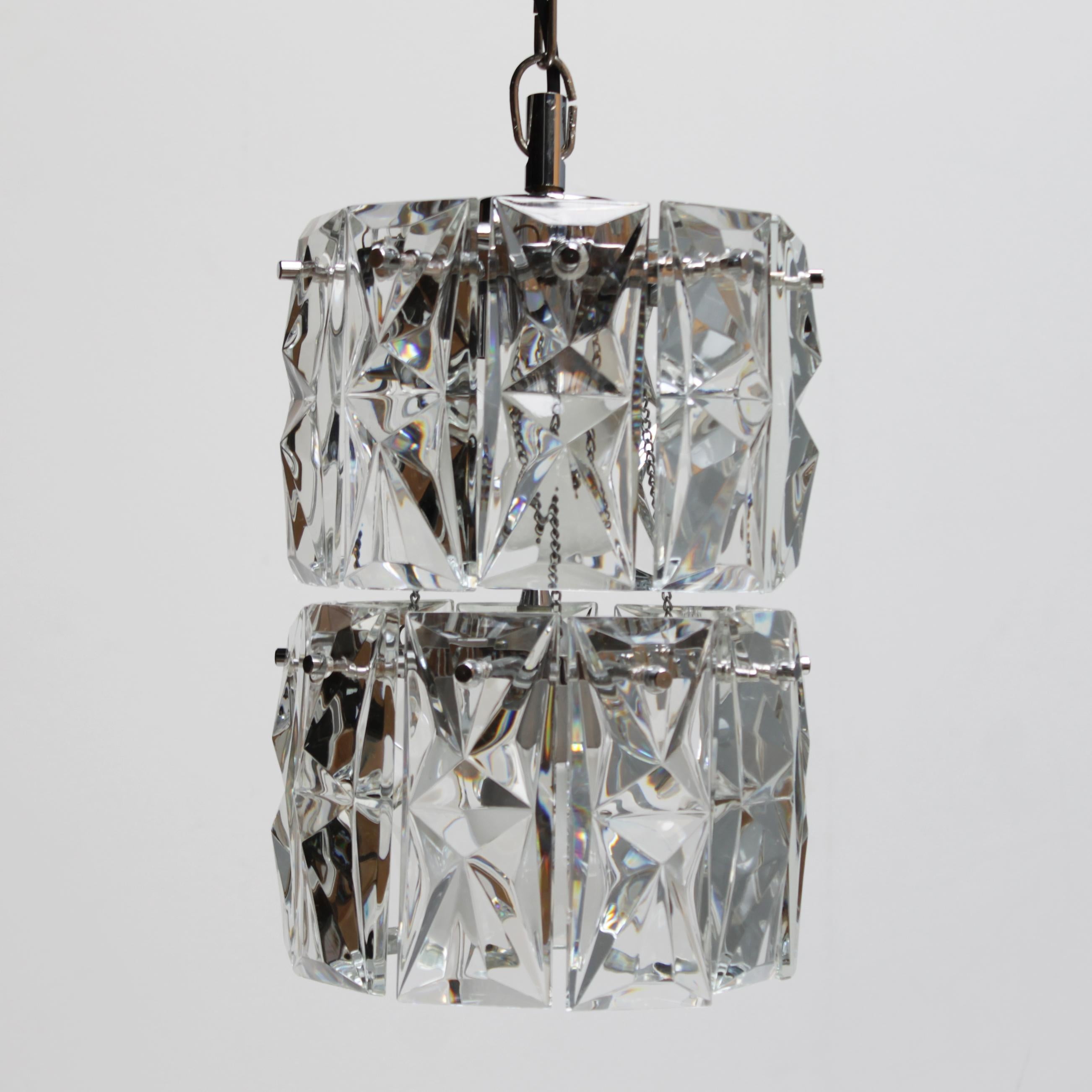 Mid-Century Modern Kinkeldey Two Tier Pendant with Faceted Crystals For Sale