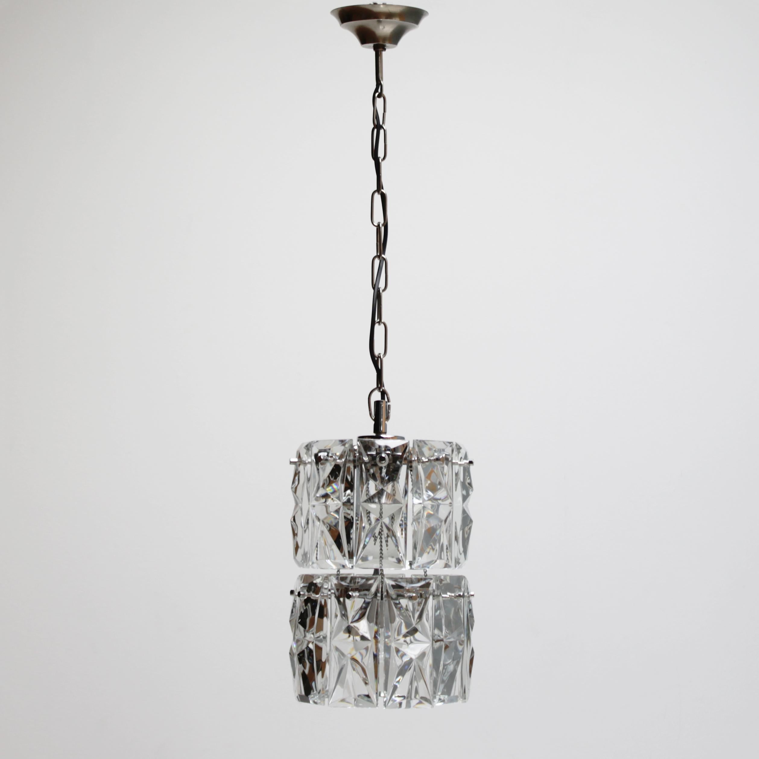 German Kinkeldey Two Tier Pendant with Faceted Crystals For Sale