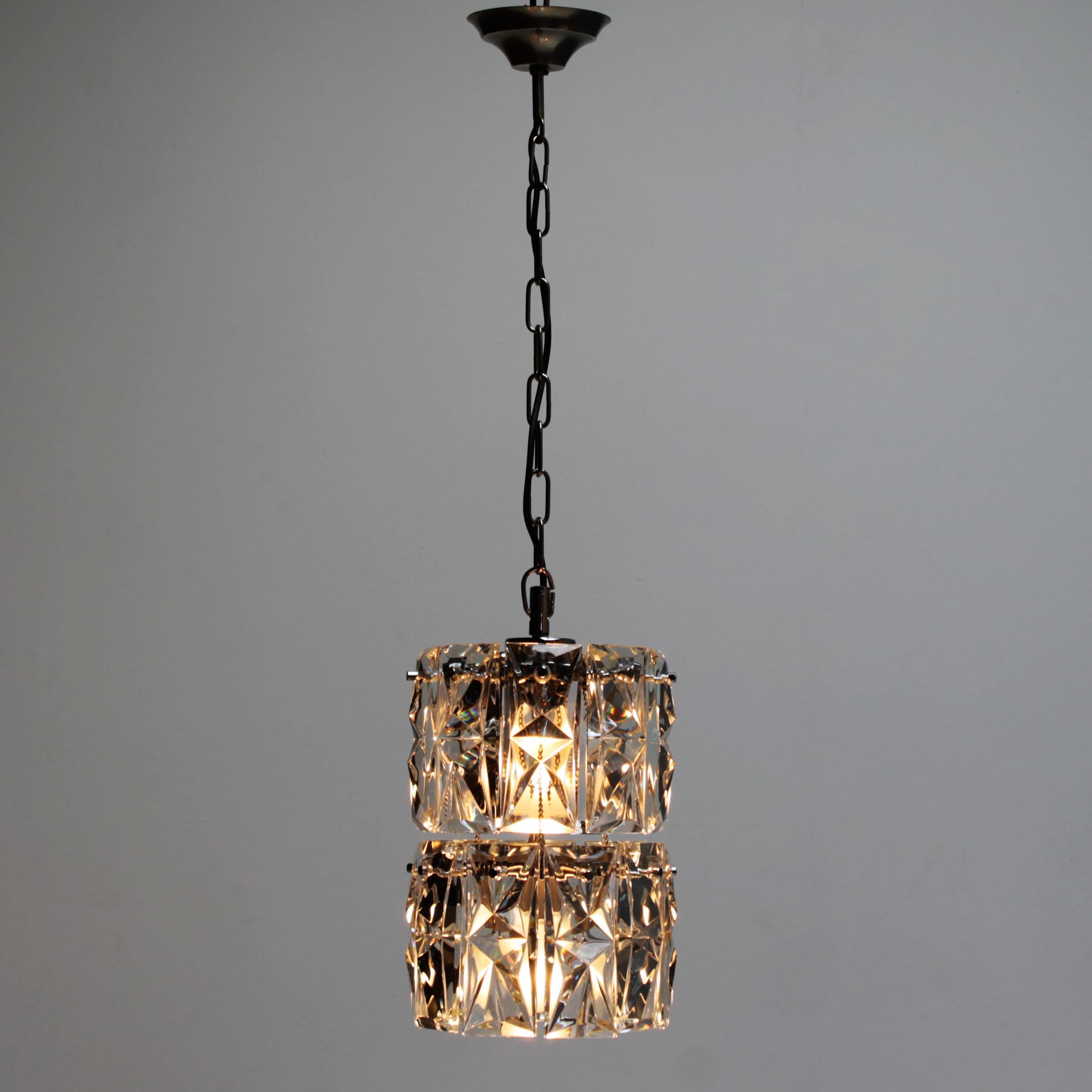 Kinkeldey Two Tier Pendant with Faceted Crystals In Good Condition For Sale In JM Haarlem, NL