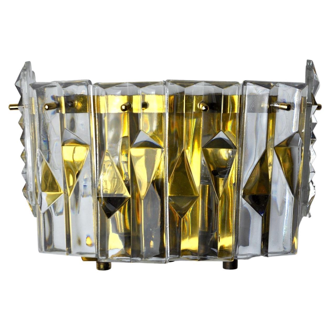 Kinkeldey Wall Lamp, 6 Crystals, Germany, 1970 For Sale