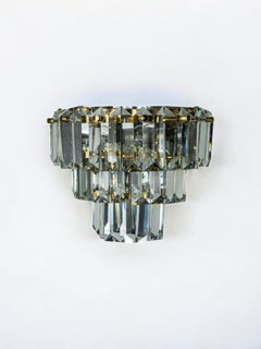 Kinkeldey wall light, cut crystals, 3 levels, Germany, 1970