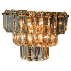 Kinkeldey wall light, cut crystals, 3 levels, Germany, 1970