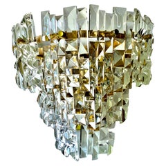 Retro Kinkeldey Wall Lighting Glass Cut with Brass Structure, Austria, 1970