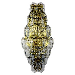 Kinkeldey XL 7-Tier Cut Crystal Wall Sconce, Gilt Brass, Germany, 1970s