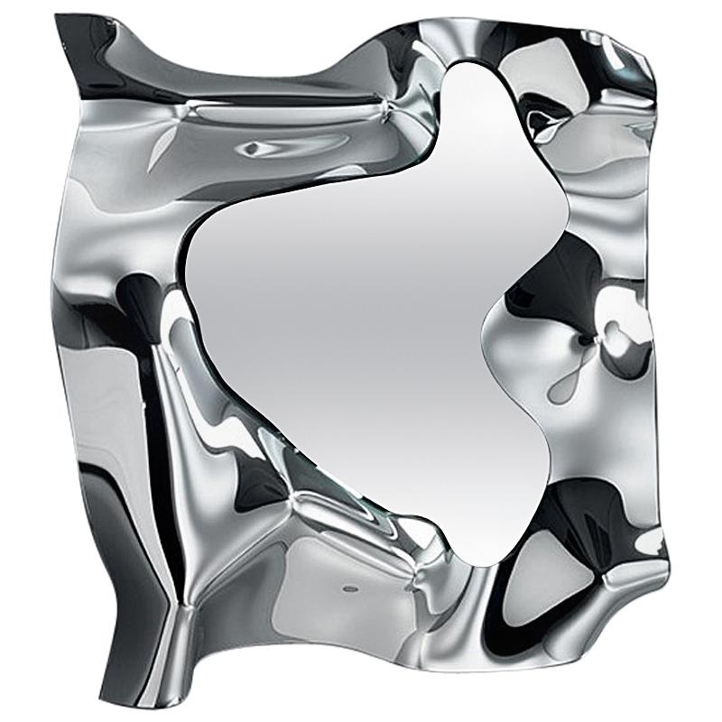 Kinky Square Mirror in Fused Mirror Glass