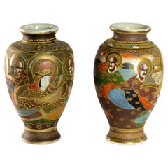 Antique Kinkzan Satsuma Vases, Japan, 19th Century