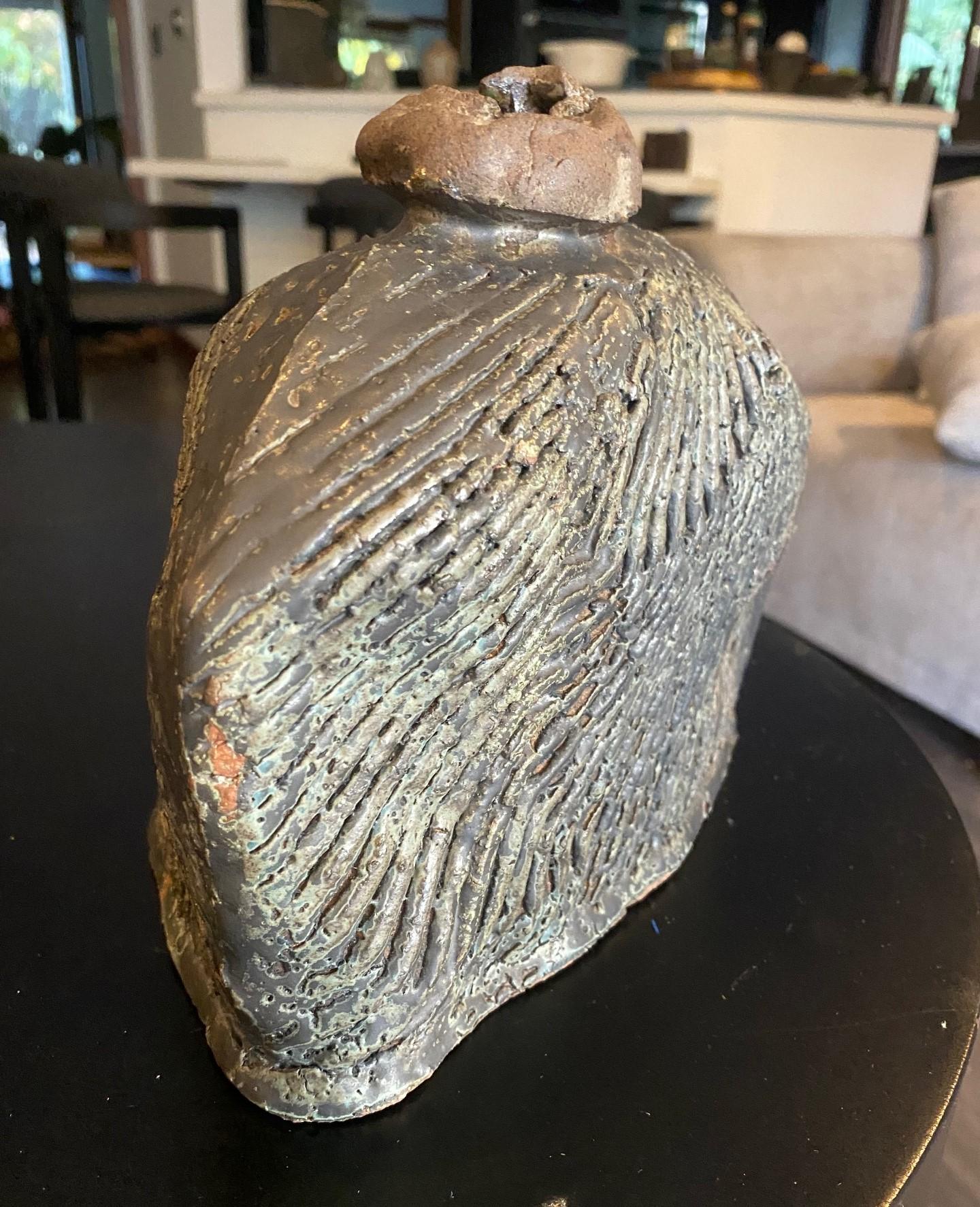Cotto Vaso in ceramica astratta giapponese firmato da Kinpei Nakamura con scatola originale sigillata in vendita