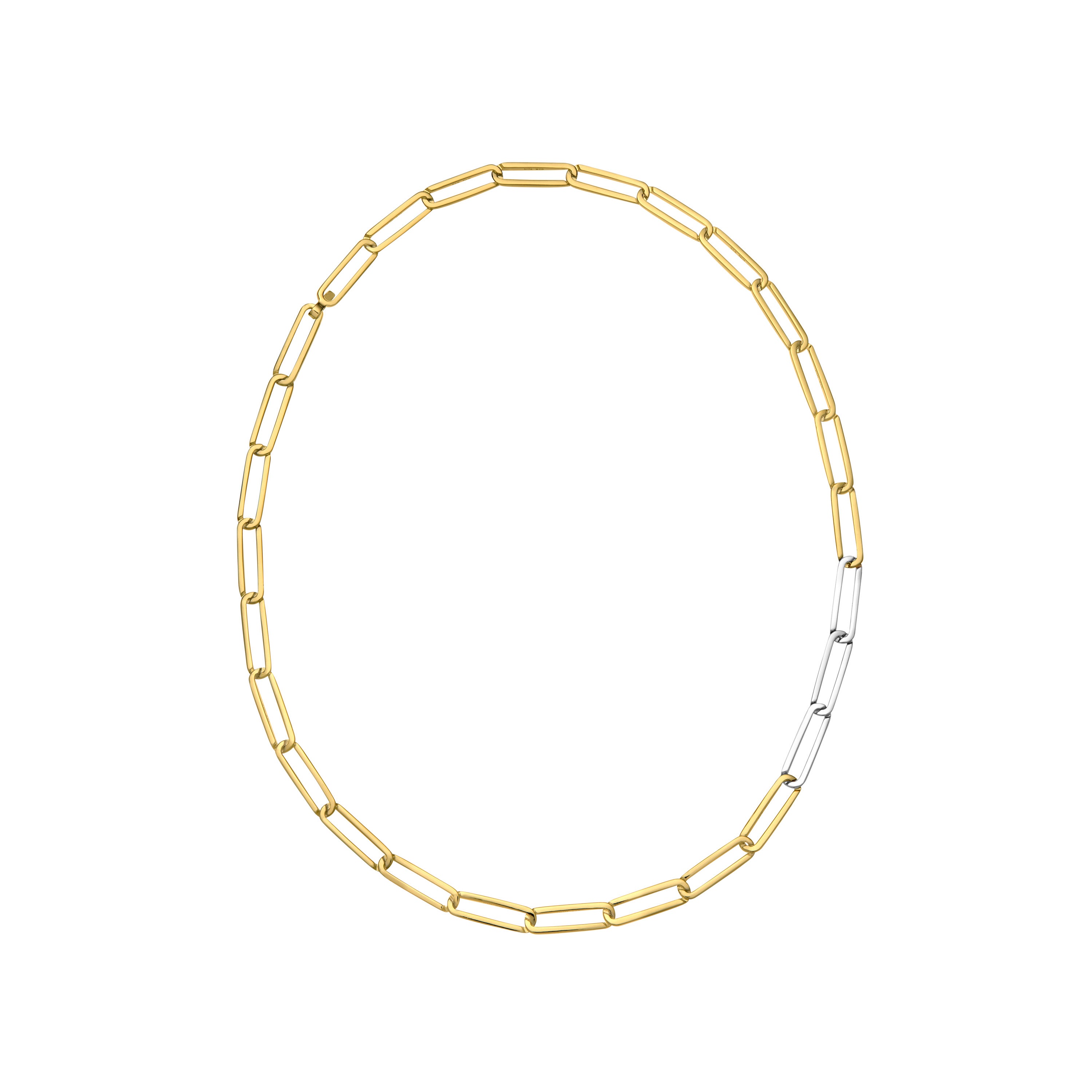 KINRADEN EXHALING HER Necklace - 18k gold, 3 silver links For Sale
