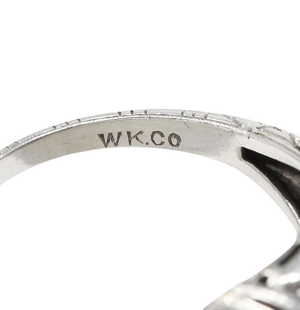 Kinscherf Art Deco 0.80 Carat Old European Cut Diamond Platinum Three Stone Ring For Sale 2