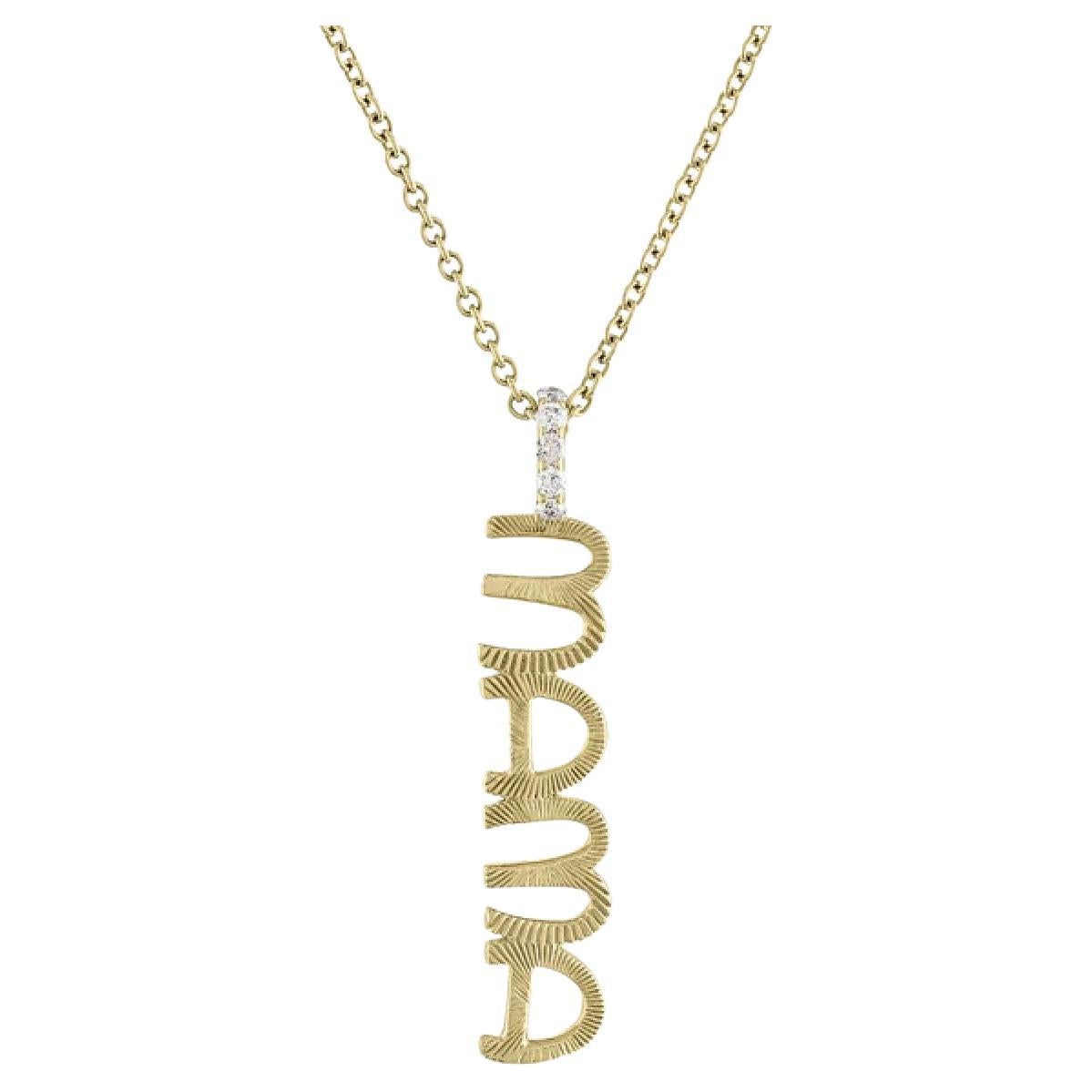 Golden Glamour 14K Gold Textured Letter MAMA Necklace