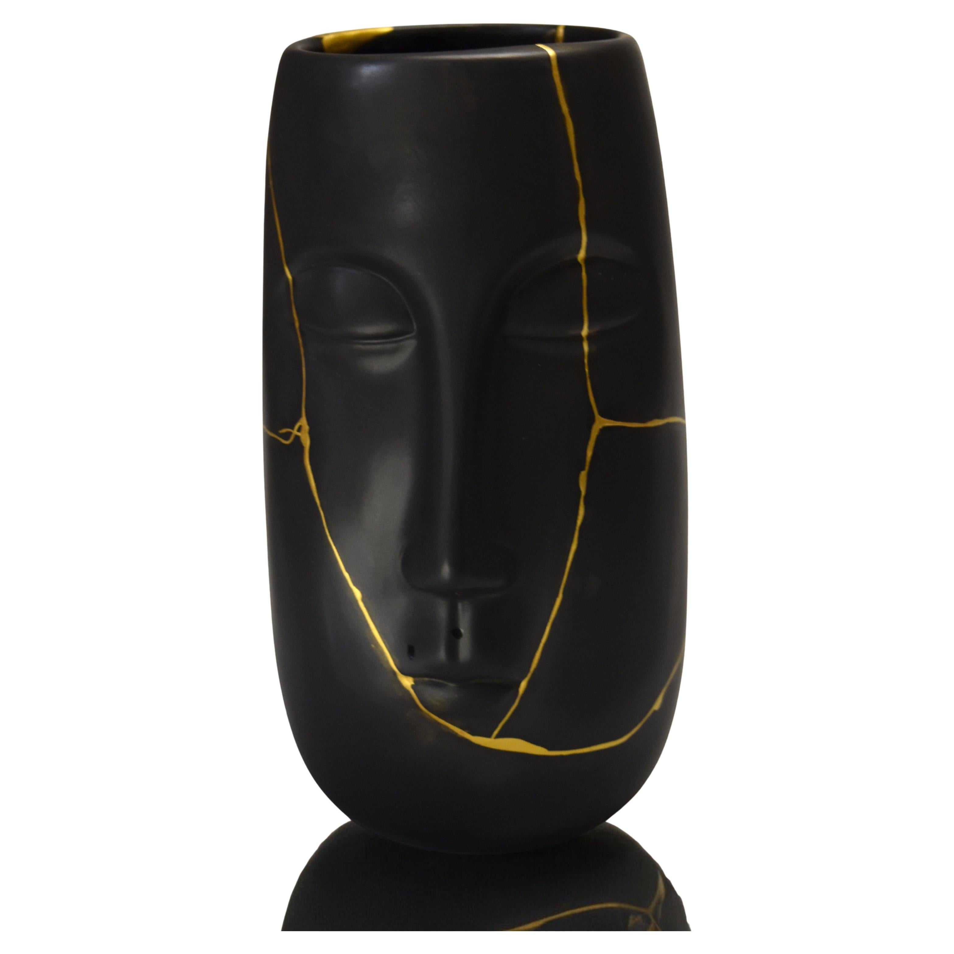 Vaso Kintsugi Black face