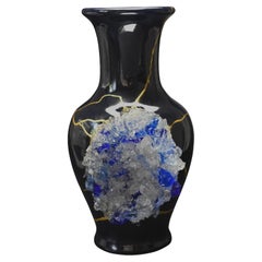 Kintsugi blue geode vase