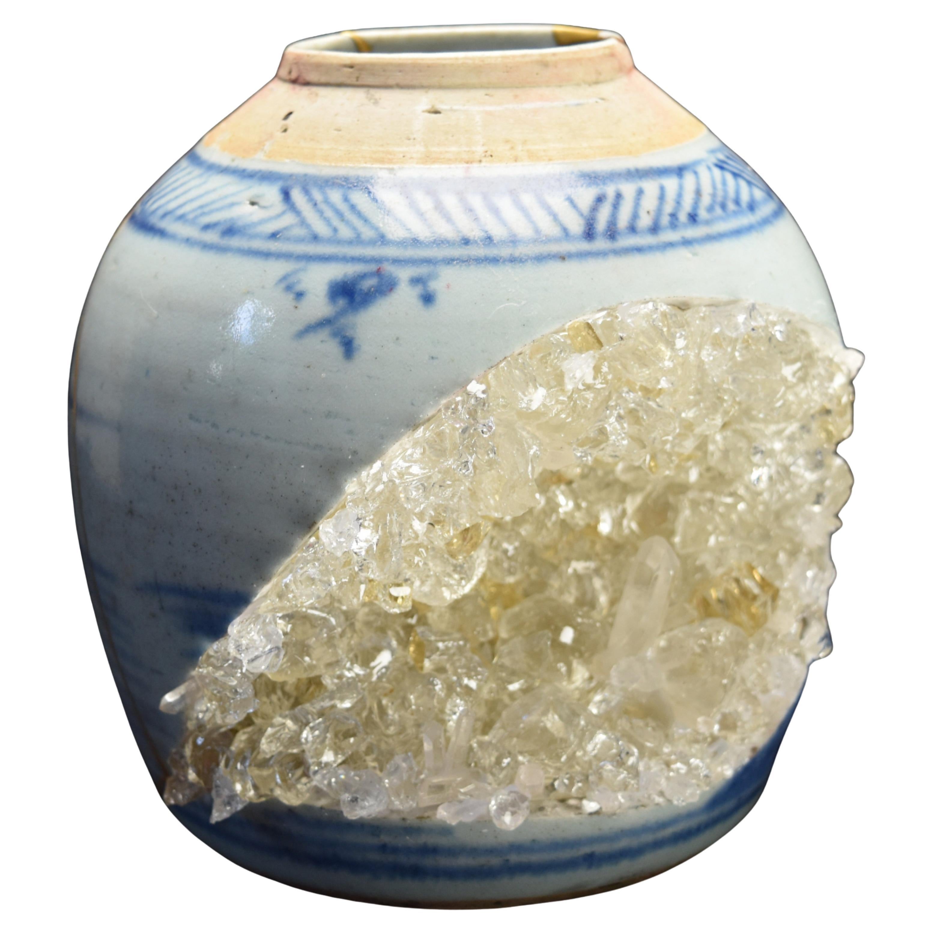 Vaso geode Kintsugi con oro