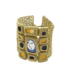 Gold Color Thread Colorful Porcelain Contemporary Japanese Art Handmade Bracelet