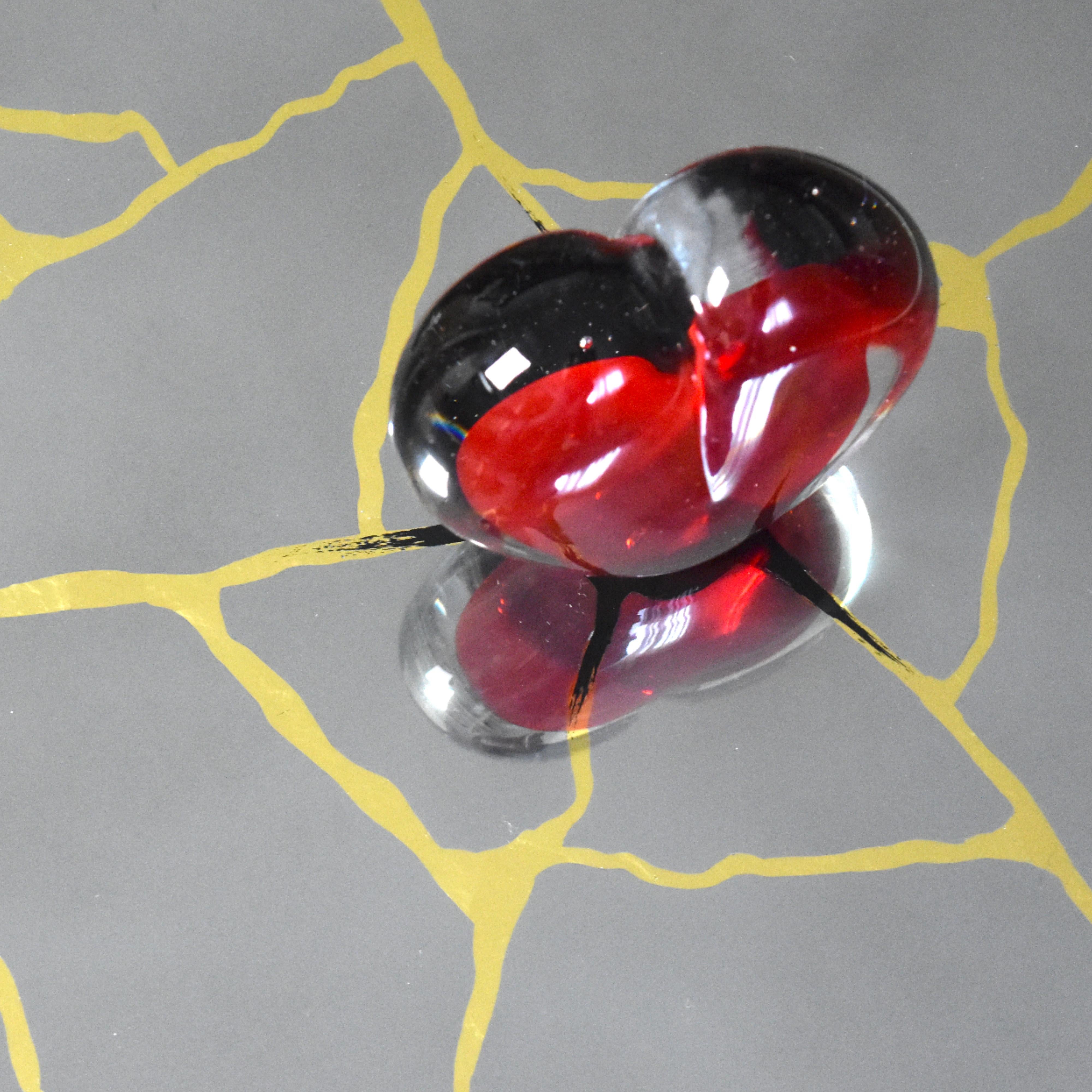 Dorato Specchio Kintsugi con cuore 