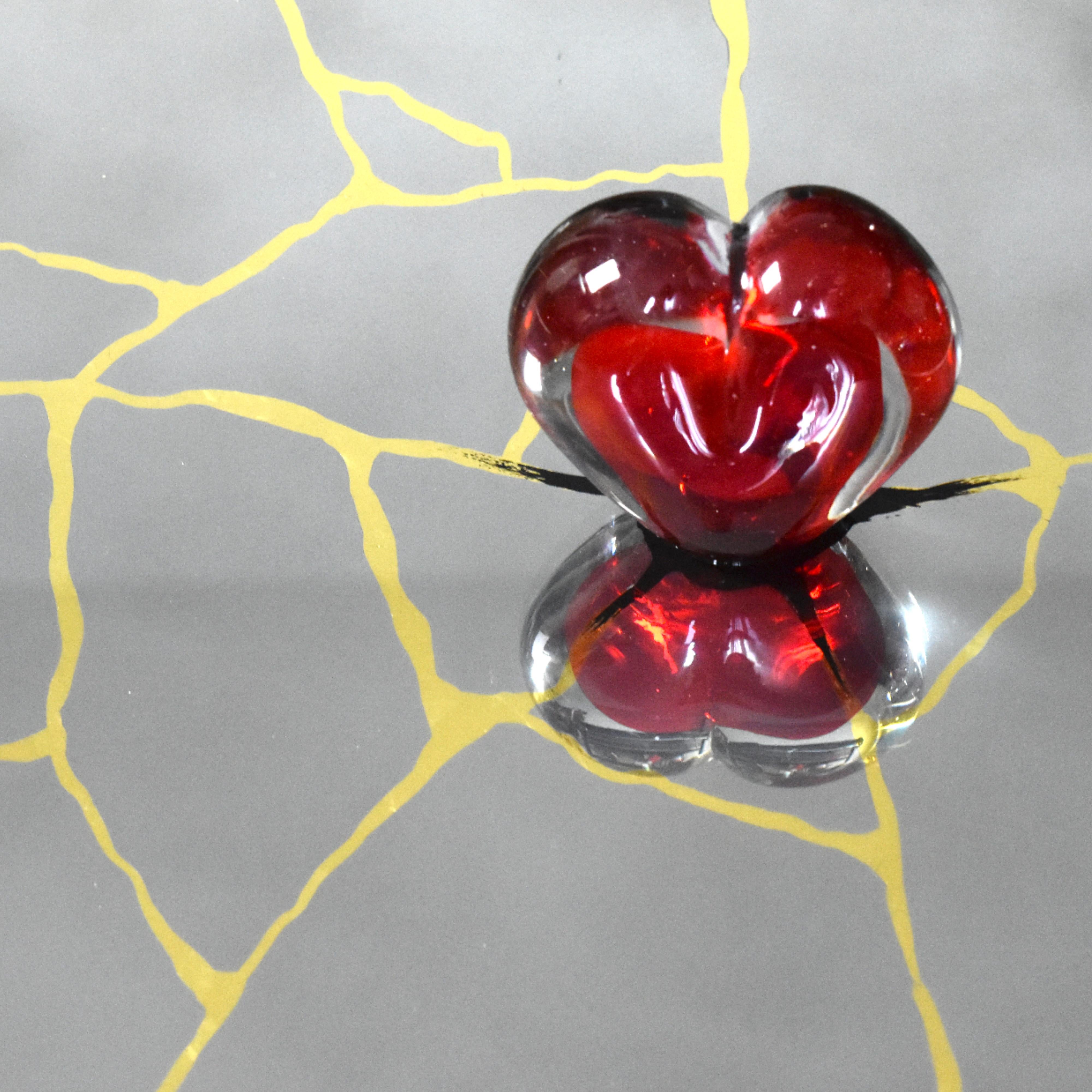 Specchio Kintsugi con cuore 