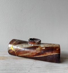 Kintsugi-repaired Woodfired Long Vase
