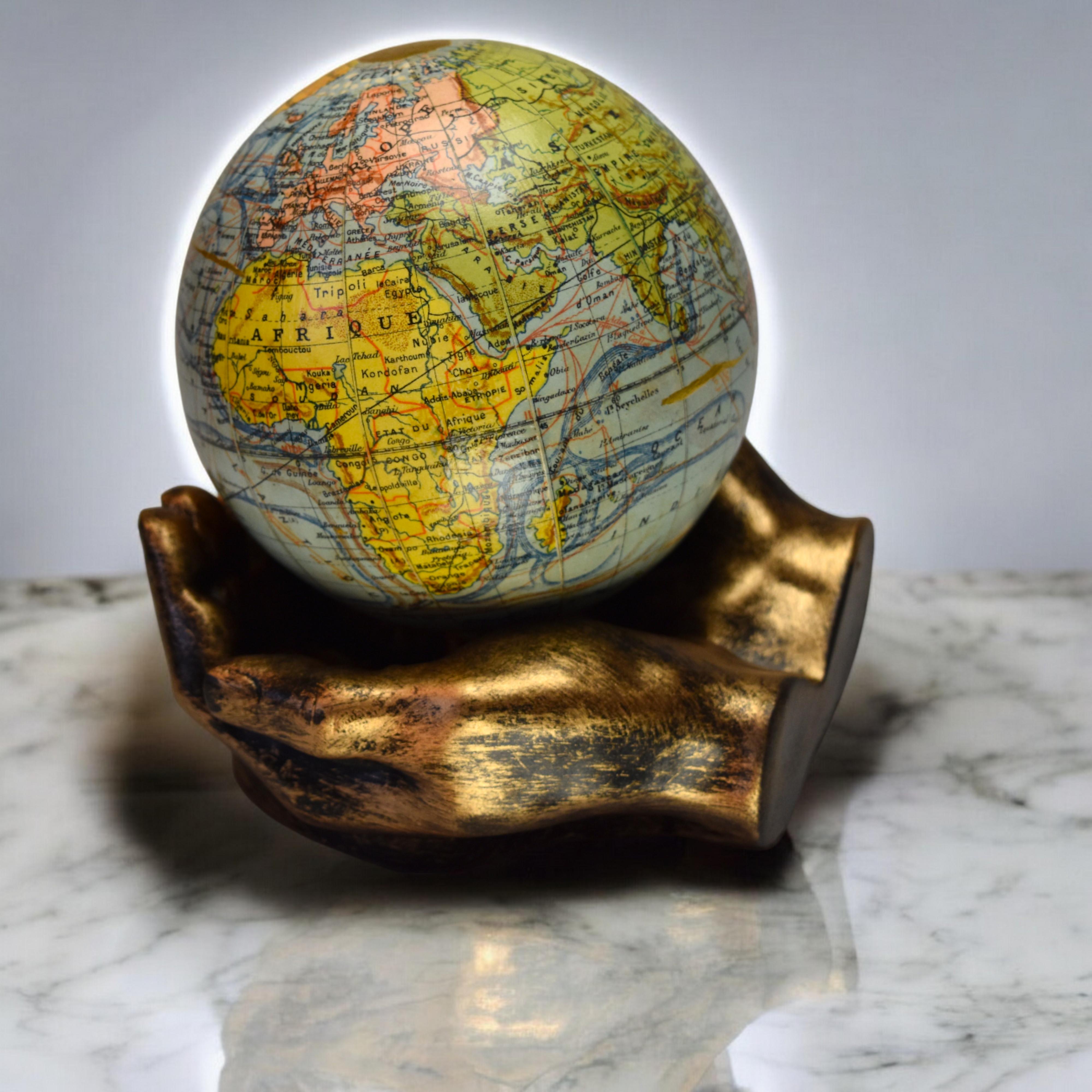 Inizio XX secolo Globo terrestre Kintsugi 