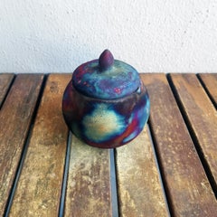 Kioku Small Ceramic Urn, Full Copper Matte, Ceramic Raku Pottery