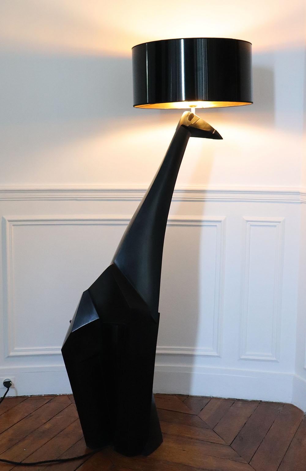 Post-Modern Kiotika 'Lamp' by Jacques Owczarek, Giraffe Bronze Sculpture and Lamp For Sale