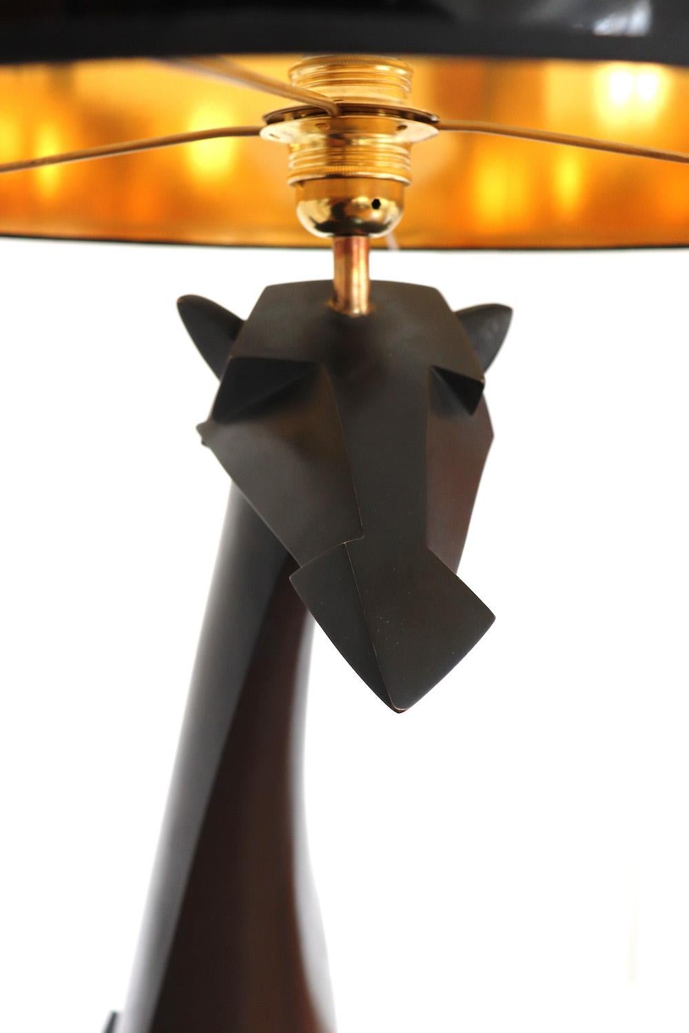 Kiotika 'Lamp' by Jacques Owczarek, Giraffe Bronze Sculpture and Lamp In New Condition For Sale In PARIS, FR