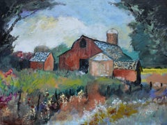 Barn and Silos, Original Painting
