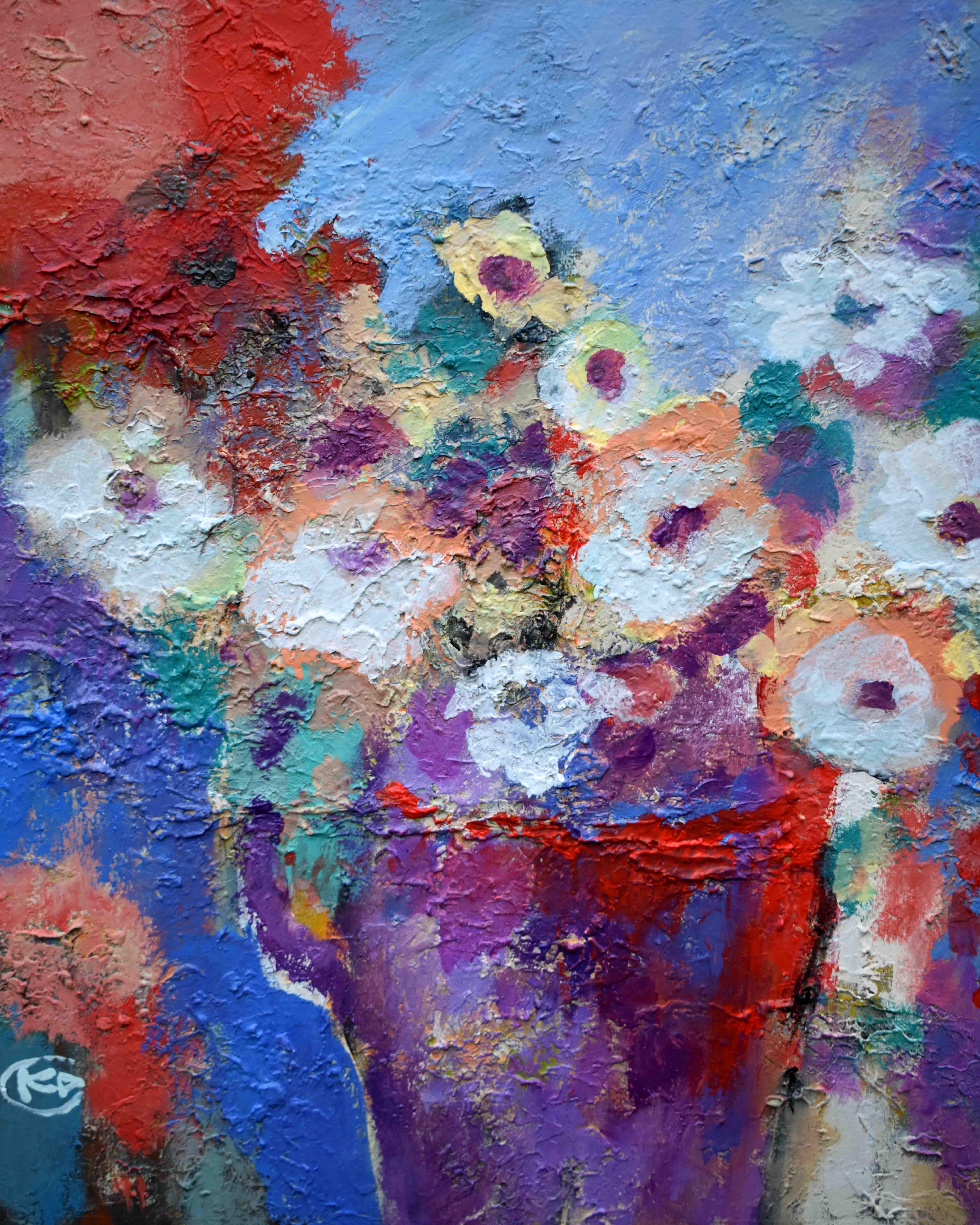 White Flowers, Abstract Painting 2