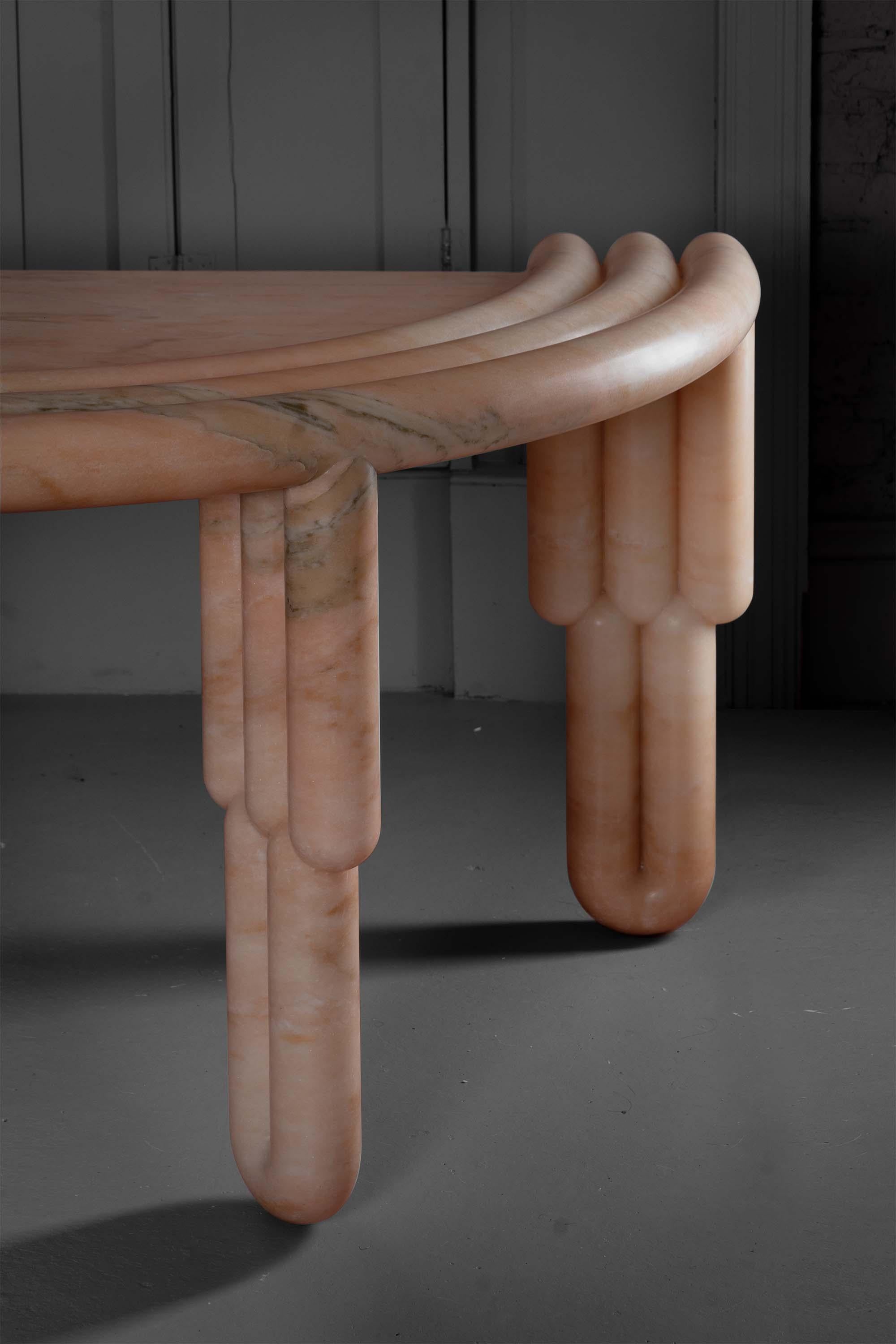 Kipferl Desk, Sculptural, Modern, Rounded, Pink Marble In New Condition For Sale In Holland, AMSTERDAM