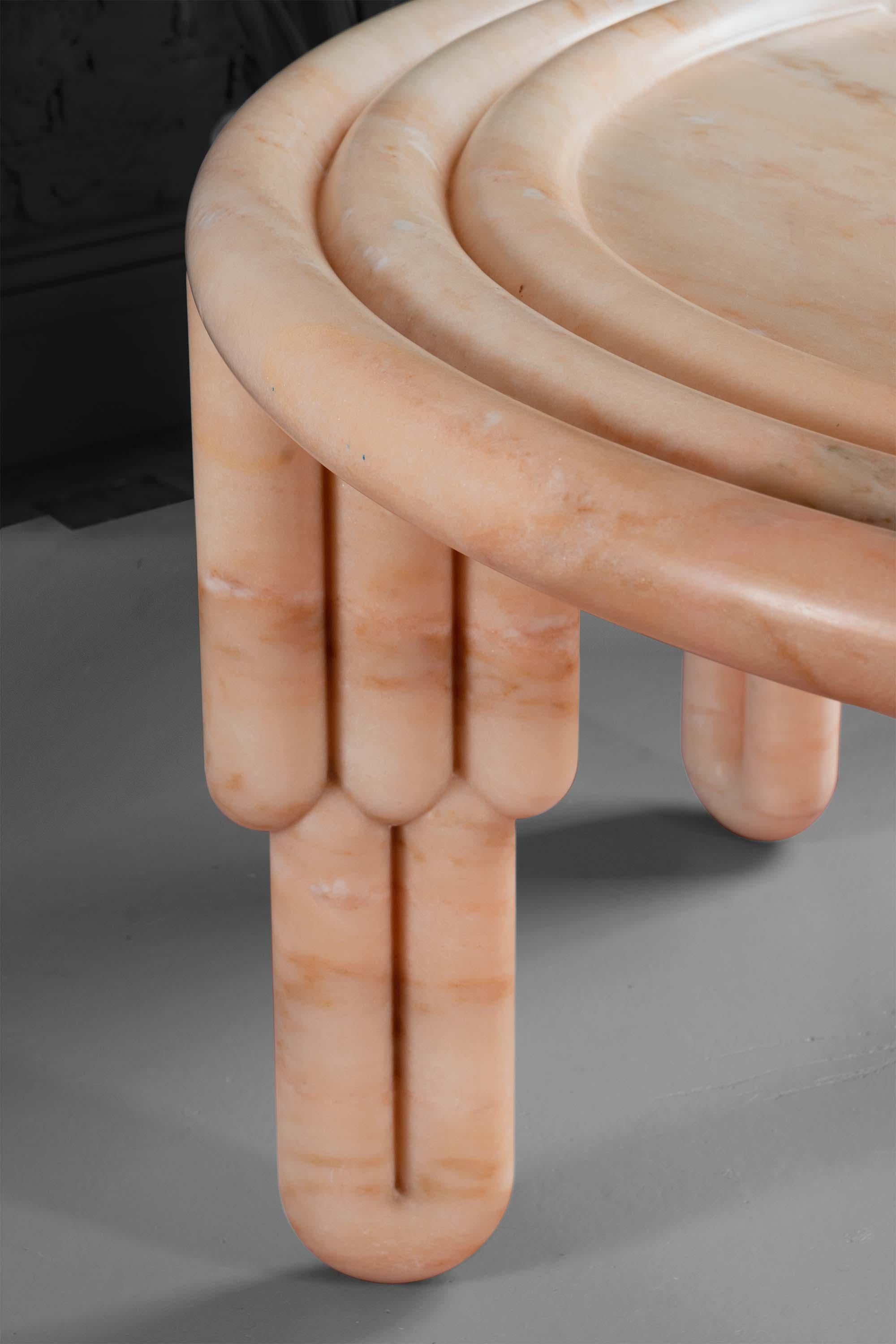 Contemporary Sculptural Kipferl Desk by Lara Bohinc in Pink Rosa Portugalo Marble, in stock For Sale