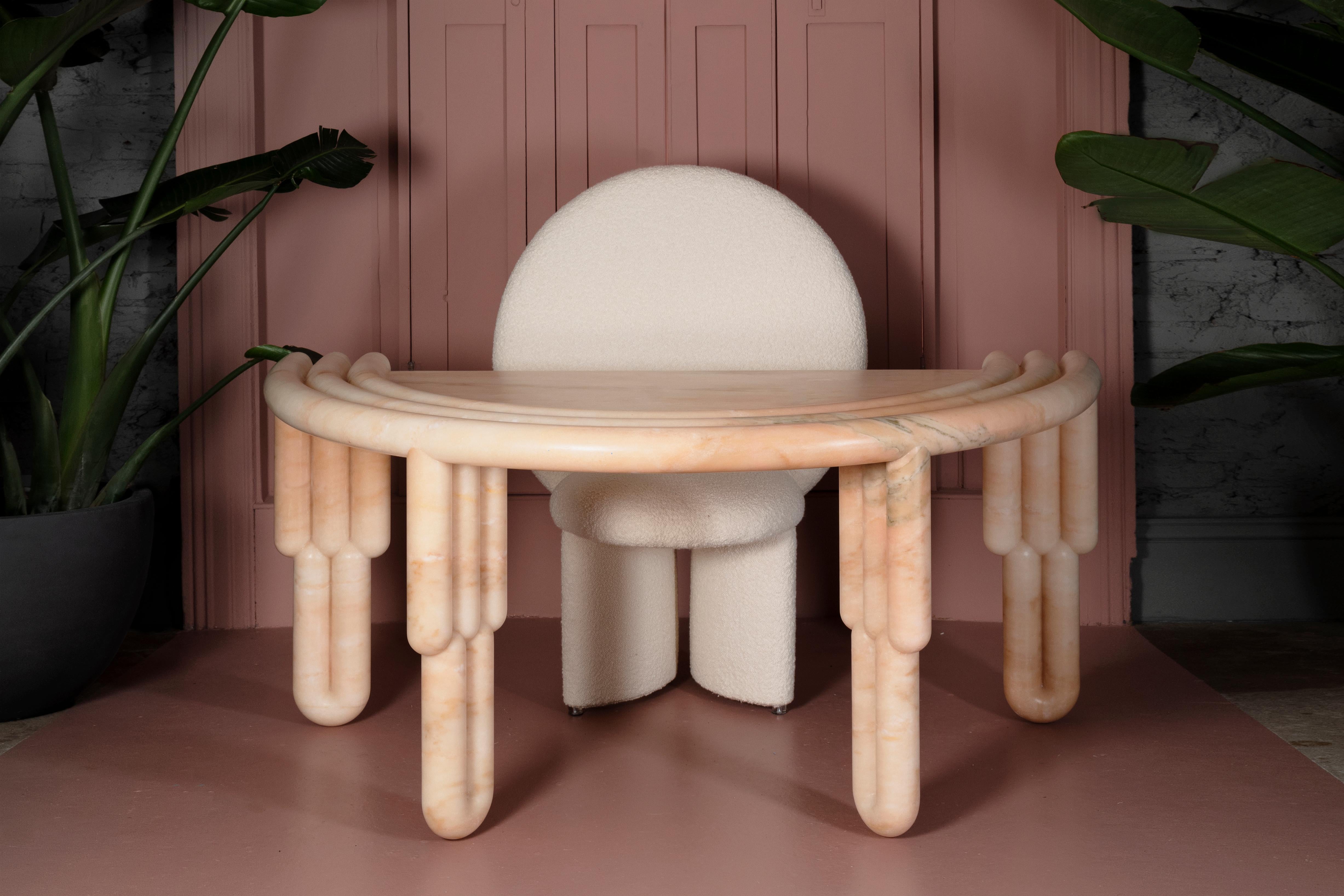 Sculptural Kipferl Desk by Lara Bohinc in Pink Rosa Portugalo Marble, in stock For Sale 2