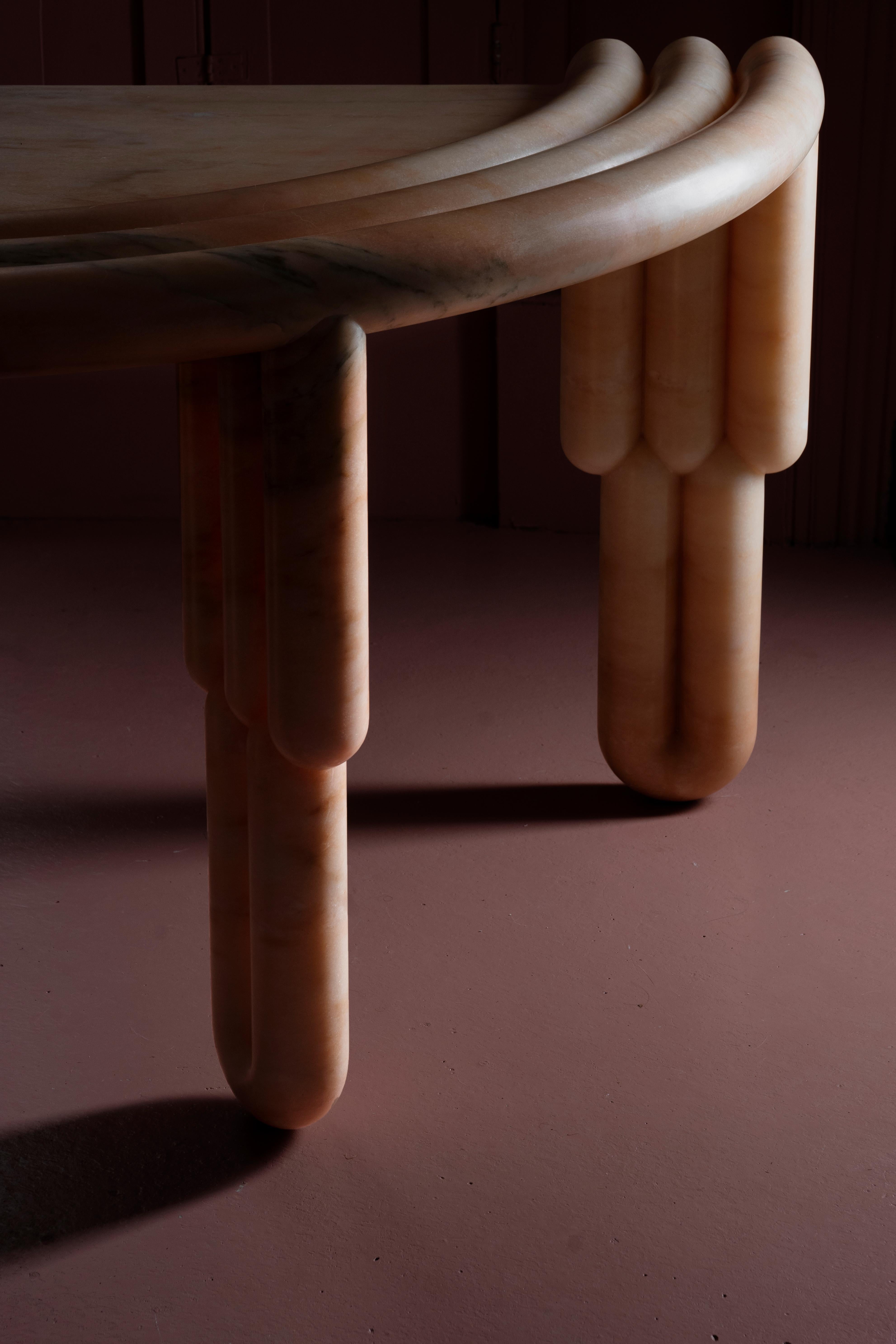 Sculptural Kipferl Desk by Lara Bohinc in Pink Rosa Portugalo Marble, in stock For Sale 3