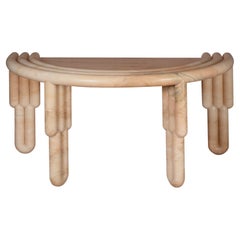 Kipferl Desk, Sculptural, Modern, Rounded, Pink Marble