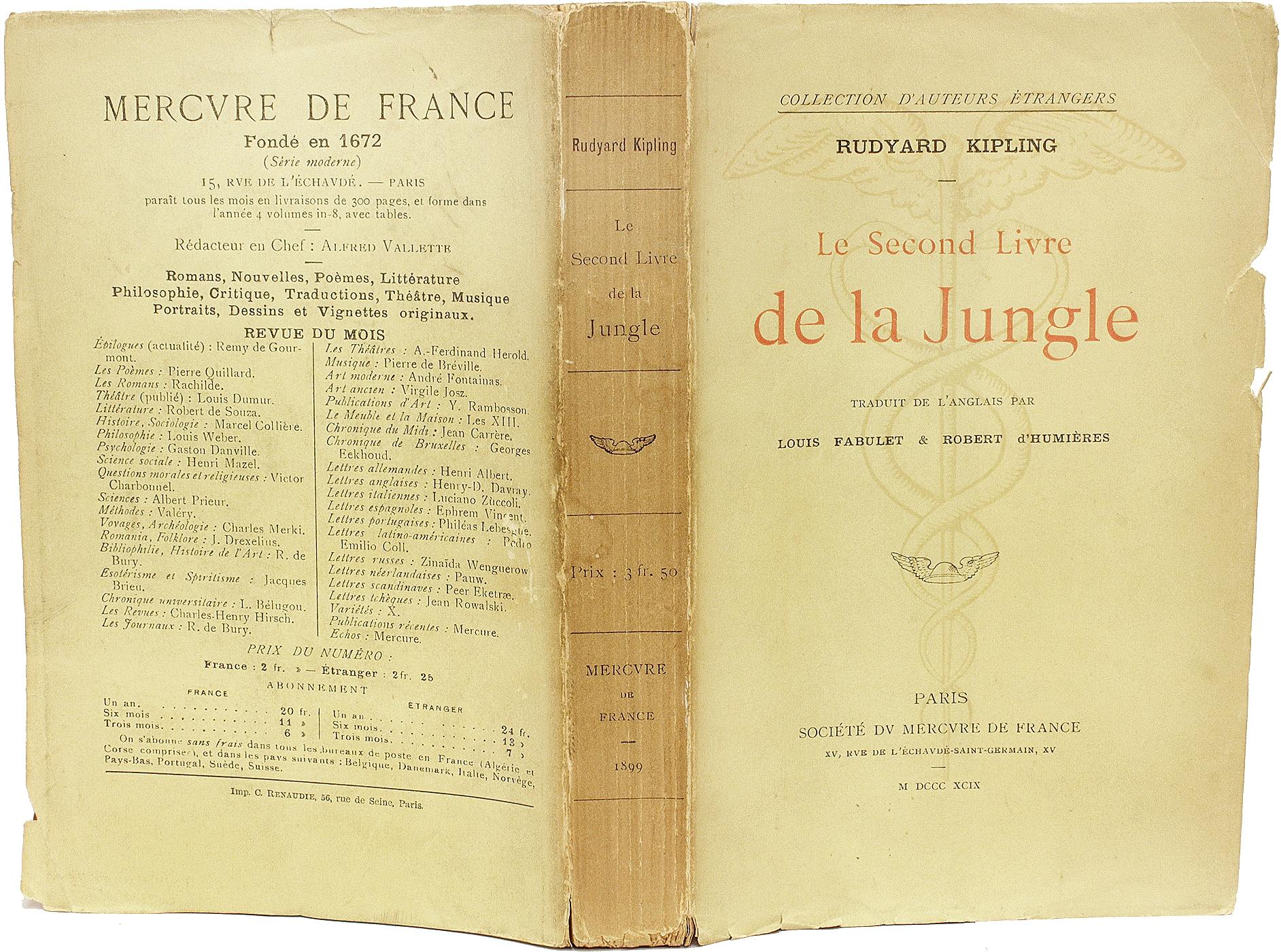 Fabric KIPLING. Le Livre de la Jungle. FOURTH & FIRST FRENCH EDITIONS - BOTH INSCRIBED! For Sale