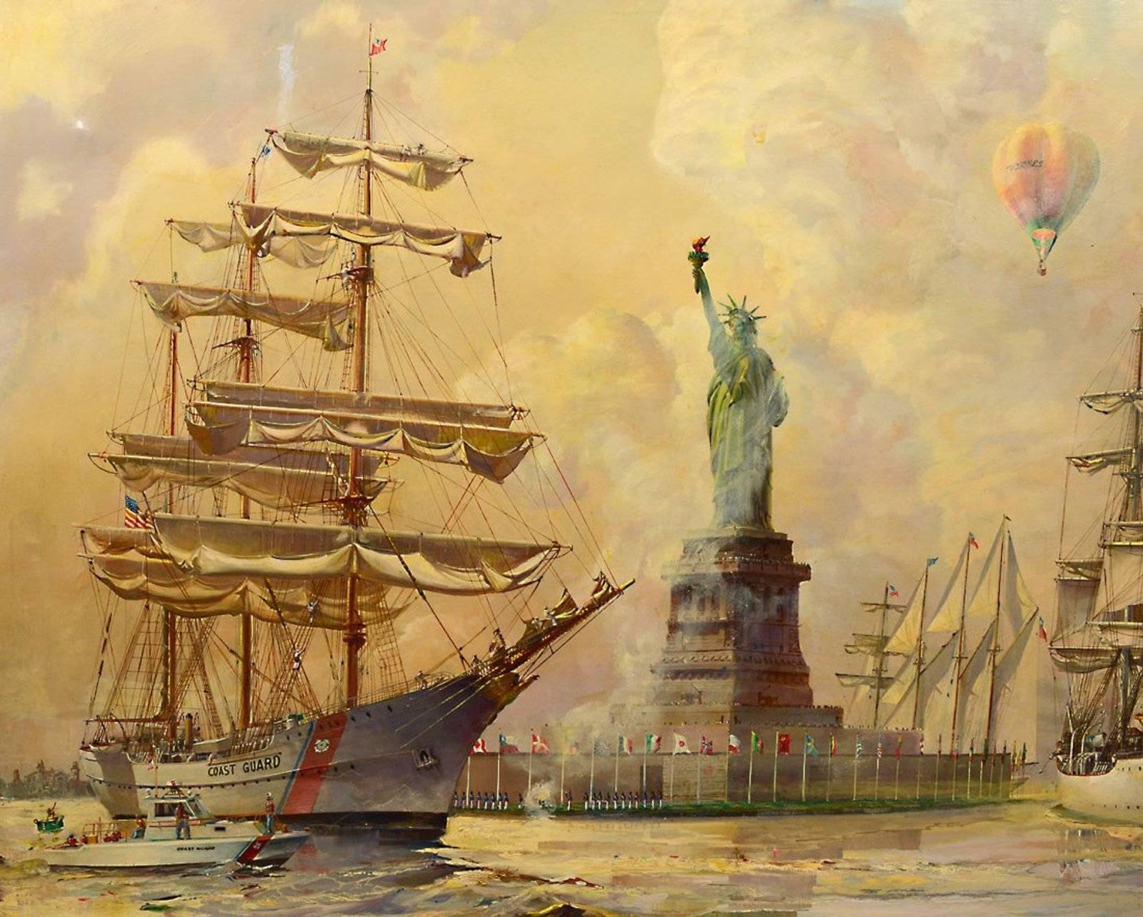 statue of liberty oil painting