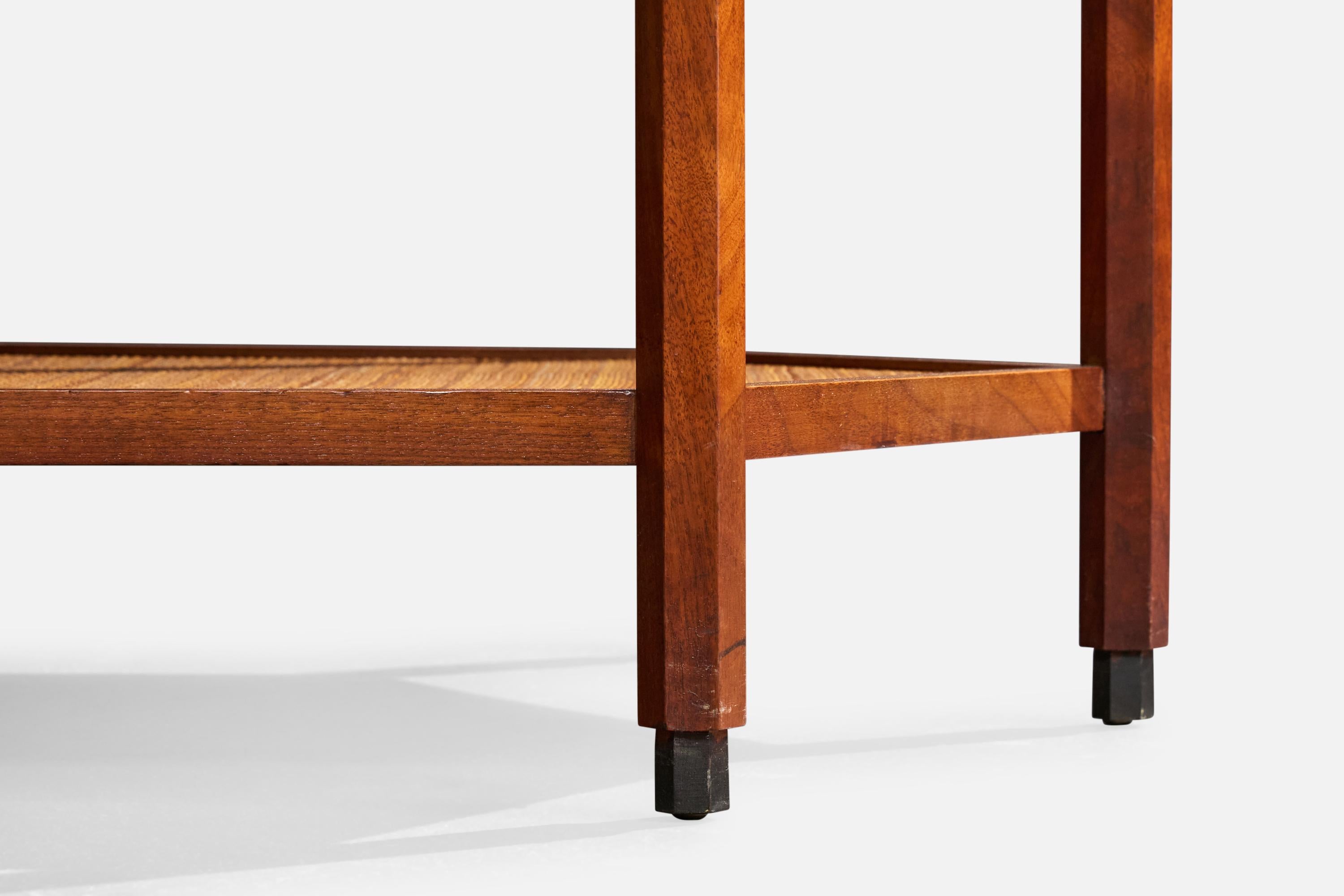 Mid-20th Century Kipp Stewart And Stewart MacDougal, Side Table, Walnut, Cane, USA, 1950s