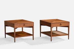 Kipp Stewart und Stewart MacDougal, Beistelltische, Nussbaum, Metall, Rohr, USA, 1950er Jahre