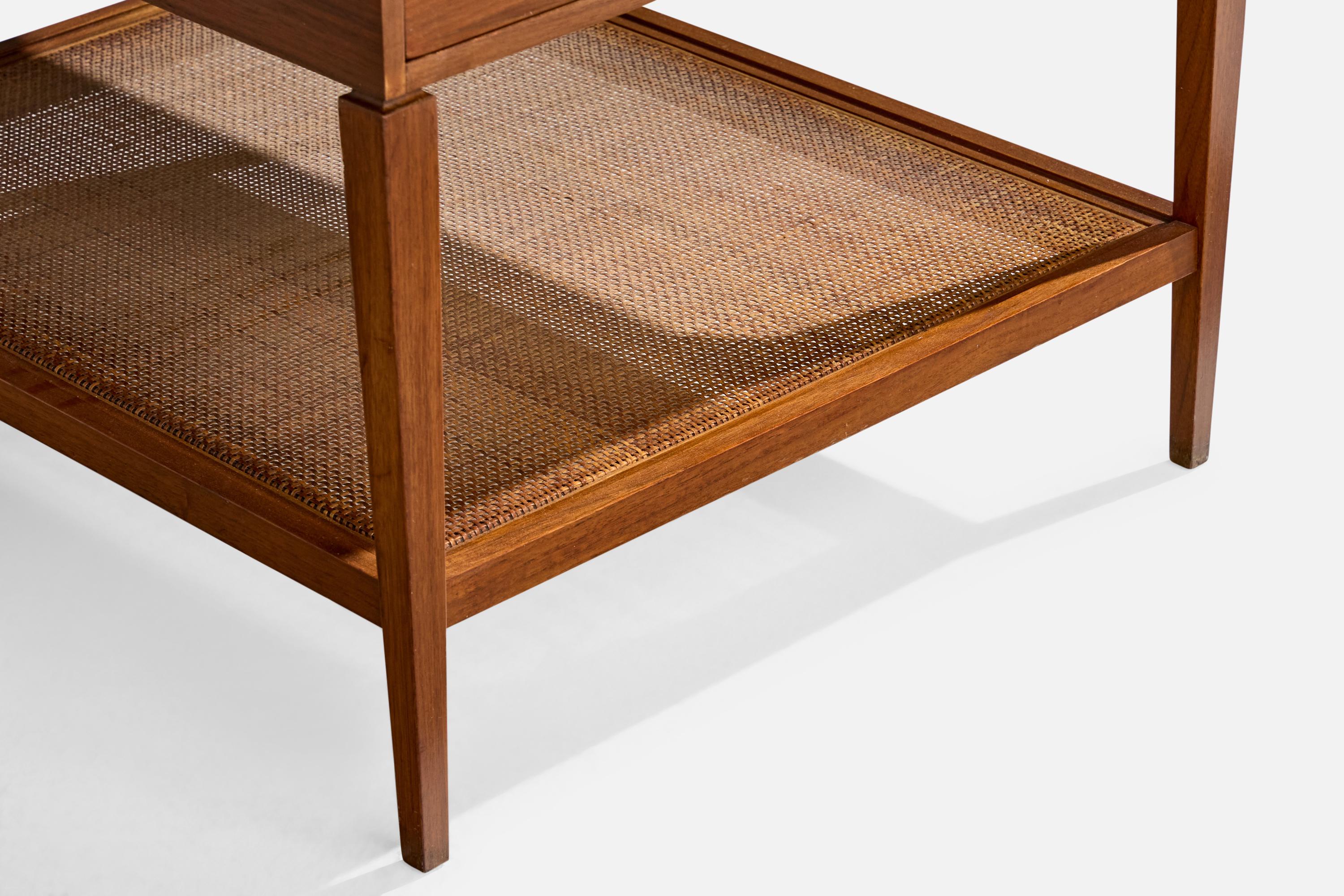 Mid-Century moderno Kipp Stewart e Stewart MacDougal, Tavolini, Noce, Metallo, Canna, USA, anni '50 in vendita