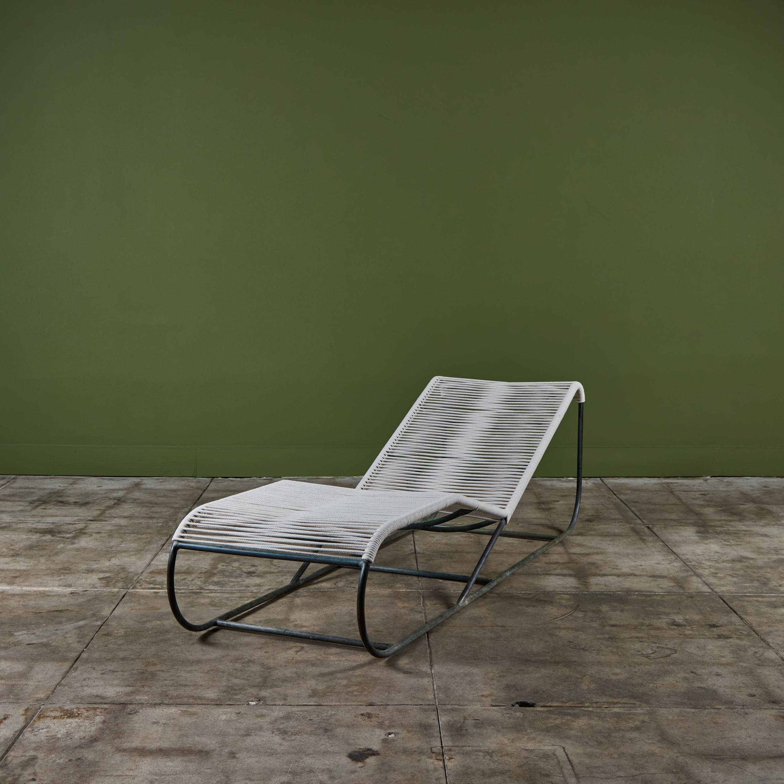Hand-Woven Kipp Stewart Bronze Patio Chaise Lounge Chair for Terra For Sale