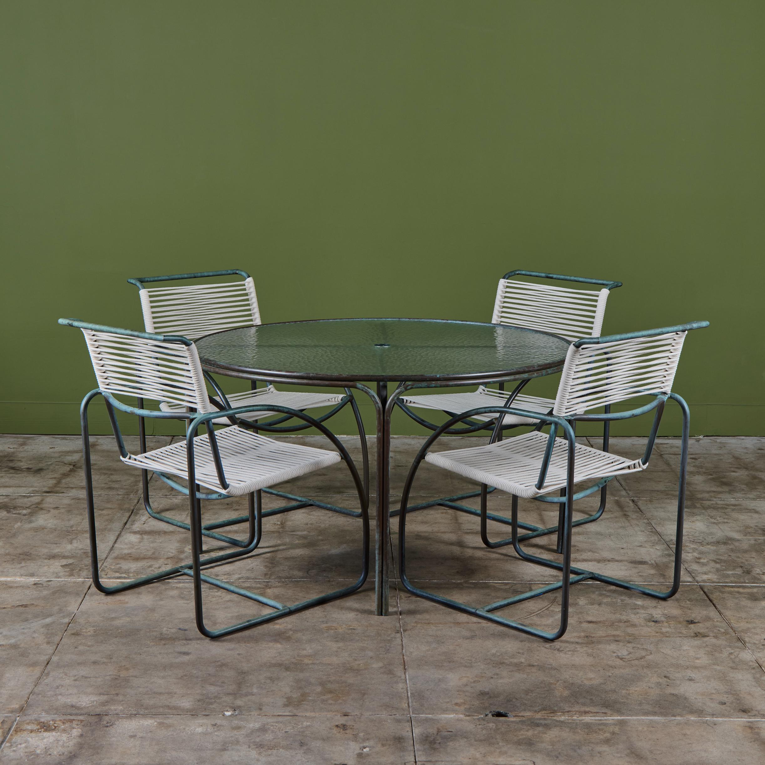 American Kipp Stewart Bronze Patio Dining Set with Umbrella Hole for Terra For Sale