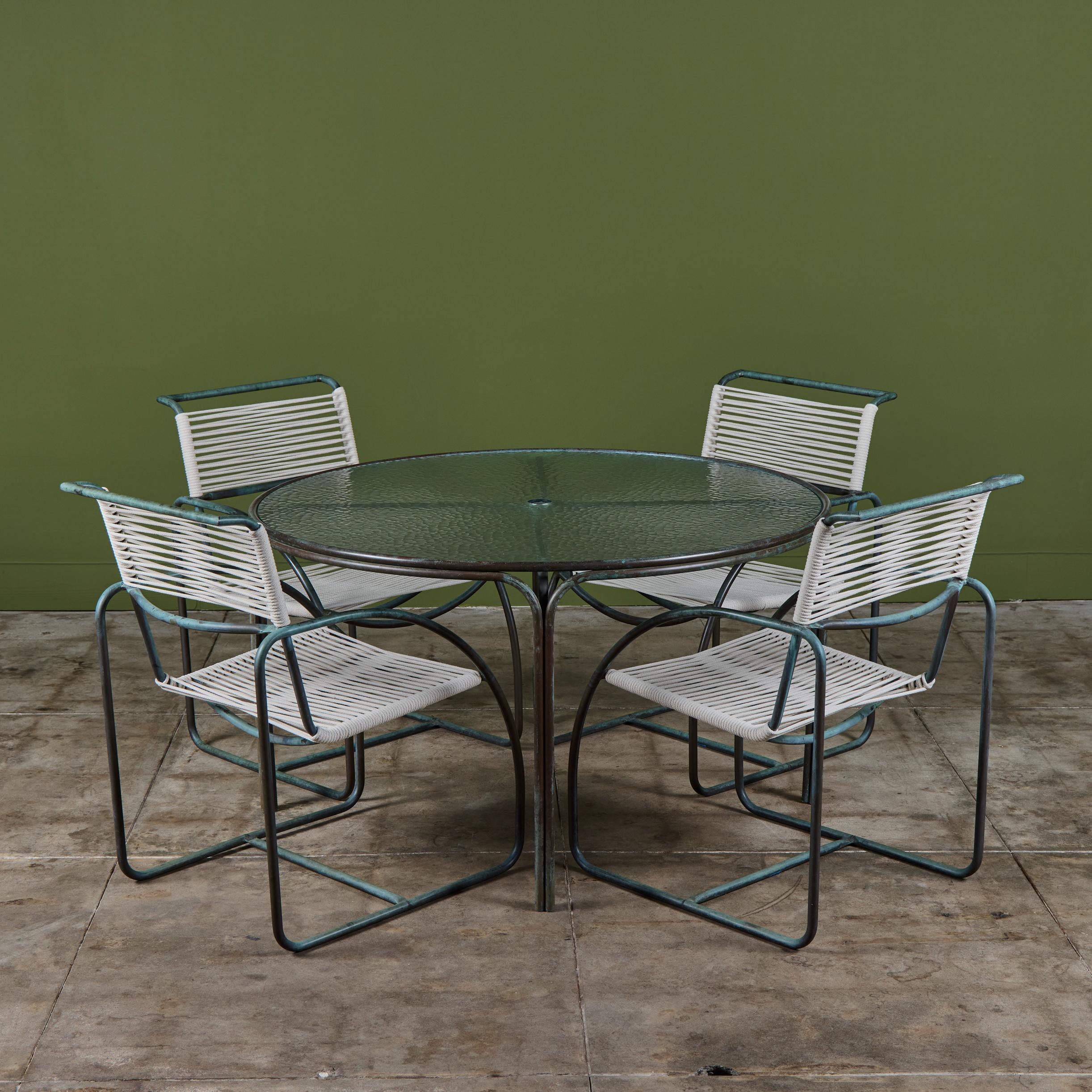 Kipp Stewart Bronze Patio Dining Set with Umbrella Hole for Terra In Good Condition For Sale In Los Angeles, CA