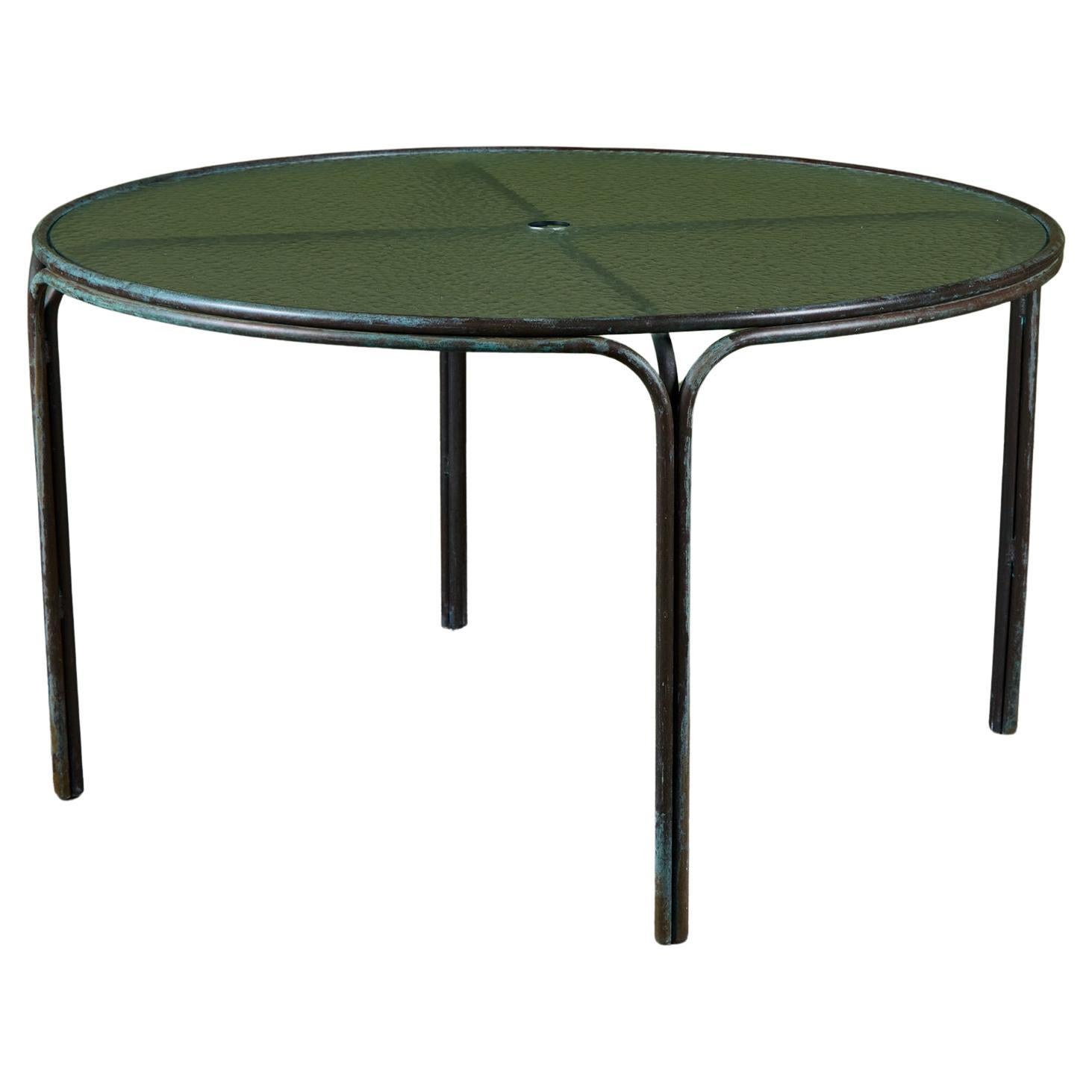 Kipp Stewart Bronze Patio Dining Table with Umbrella Hole for Terra For Sale