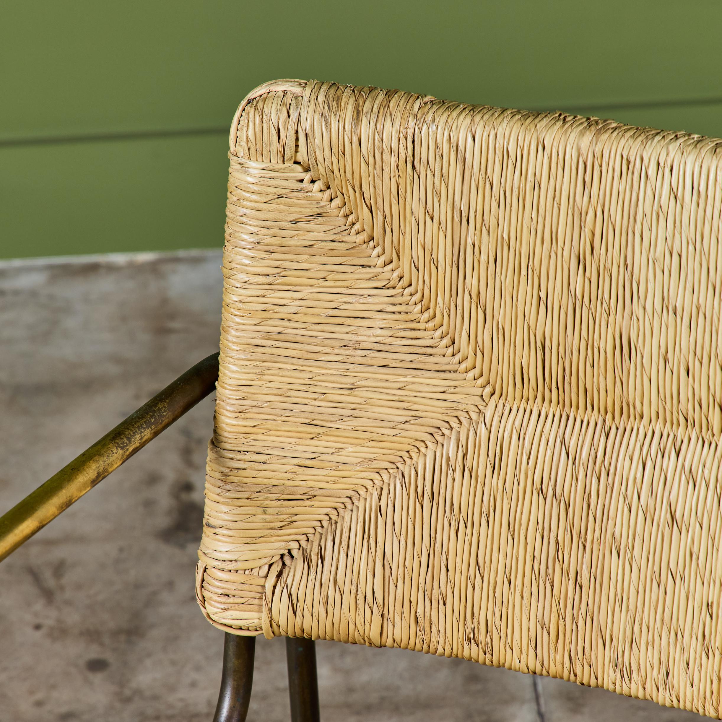 Kipp Stewart Silla de comedor tejida en tubo de bronce para patio Terra en venta 3