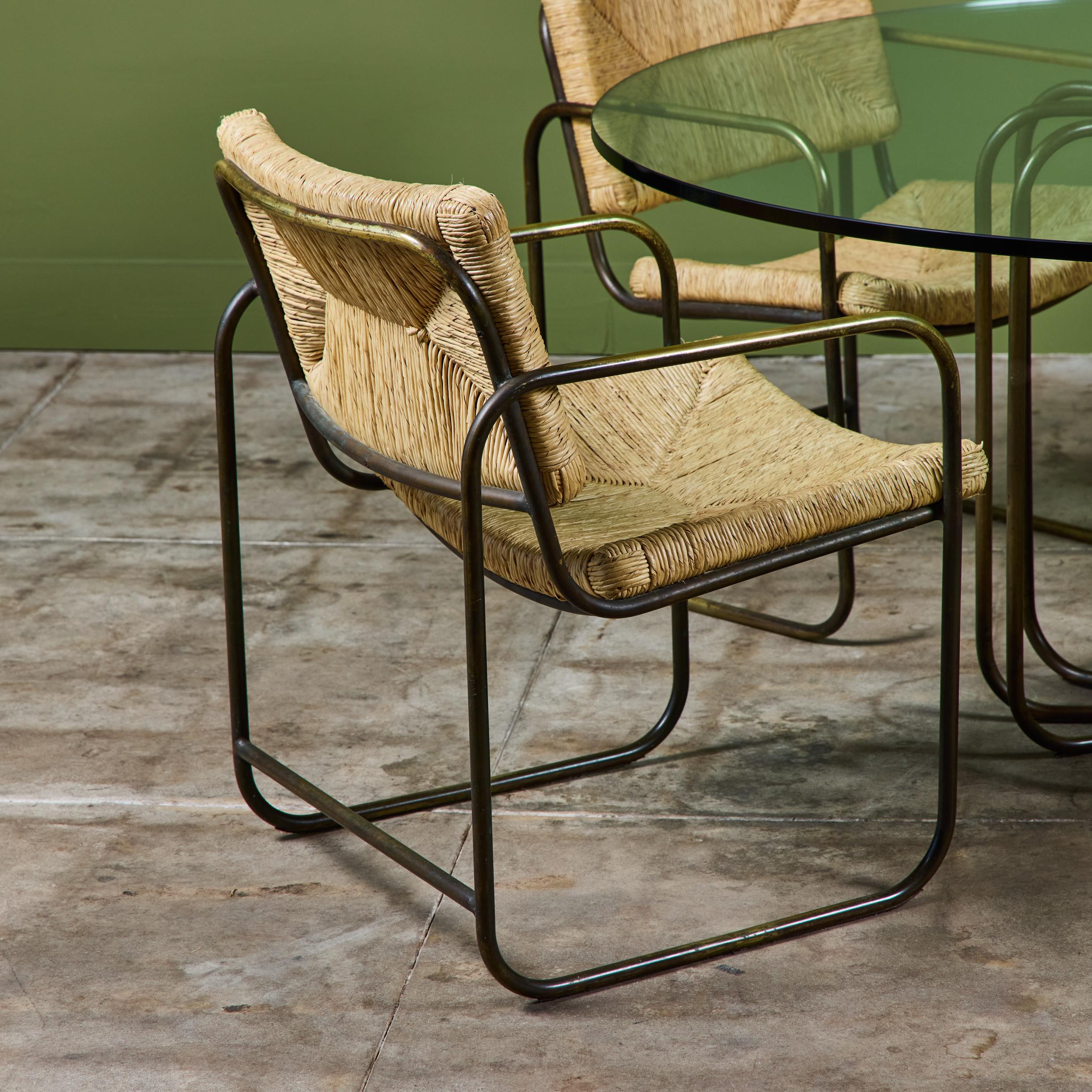 Kipp Stewart Silla de comedor tejida en tubo de bronce para patio Terra en venta 9