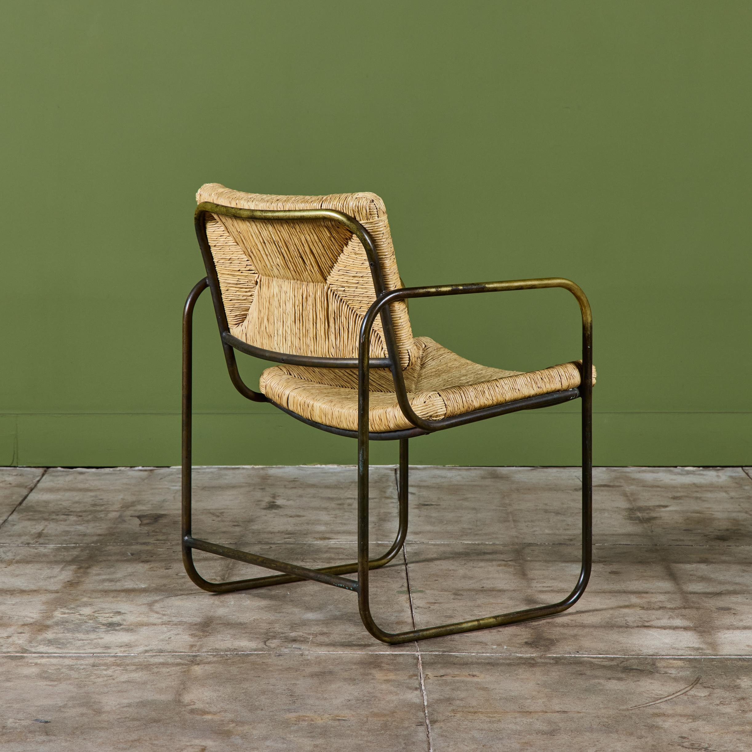 Kipp Stewart Silla de comedor tejida en tubo de bronce para patio Terra en Bueno estado para la venta en Los Angeles, CA