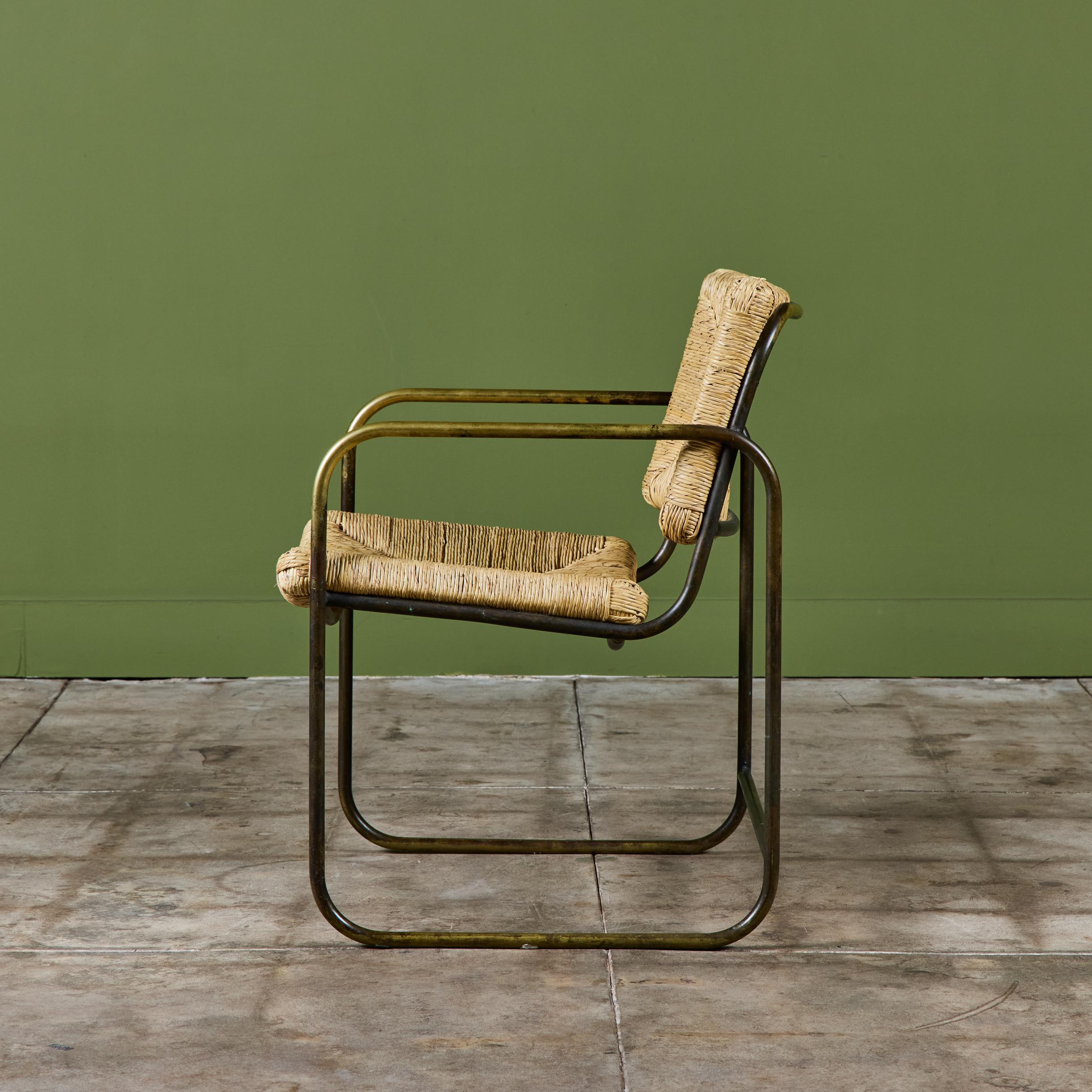 Kipp Stewart Silla de comedor tejida en tubo de bronce para patio Terra en venta 1
