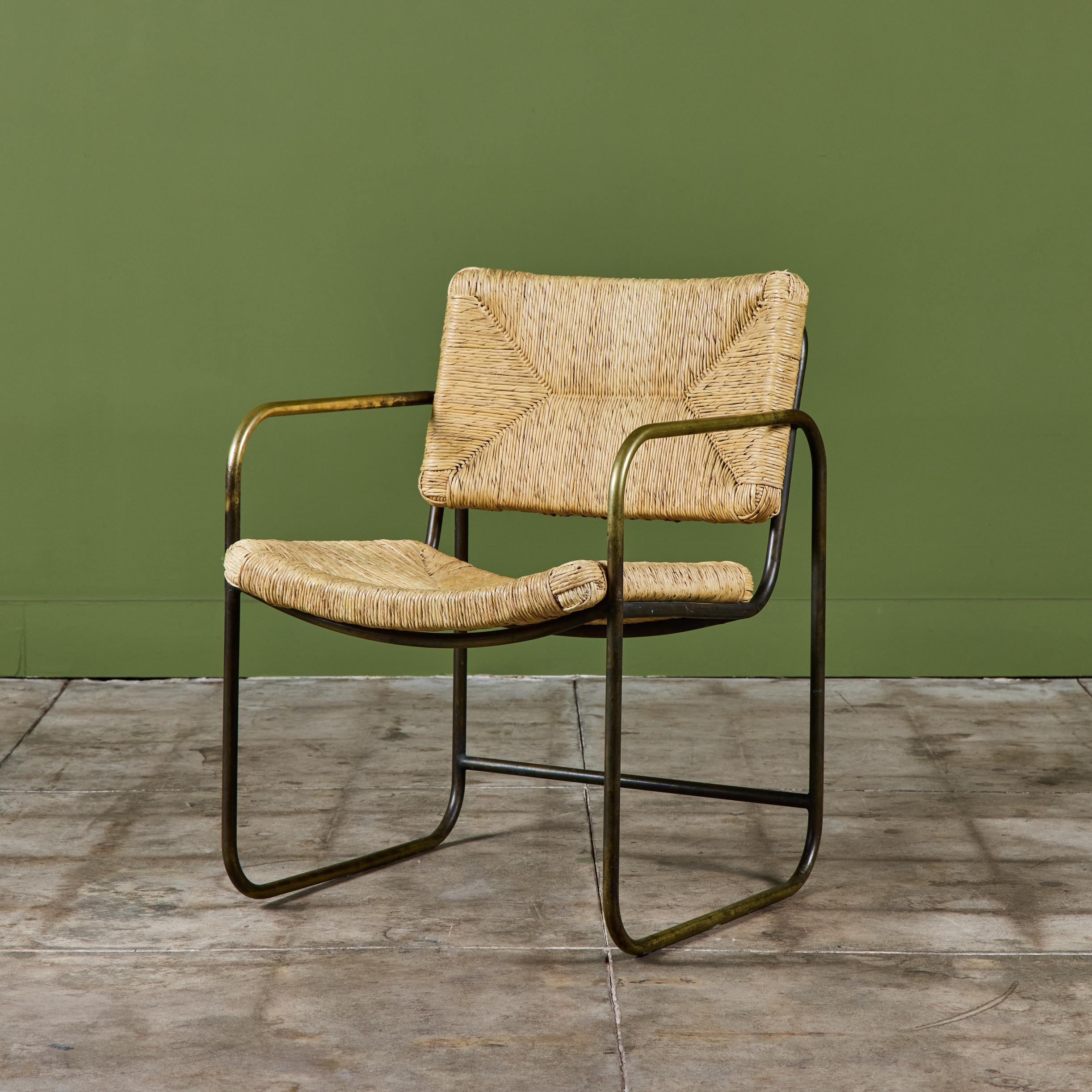 Kipp Stewart Silla de comedor tejida en tubo de bronce para patio Terra en venta 2
