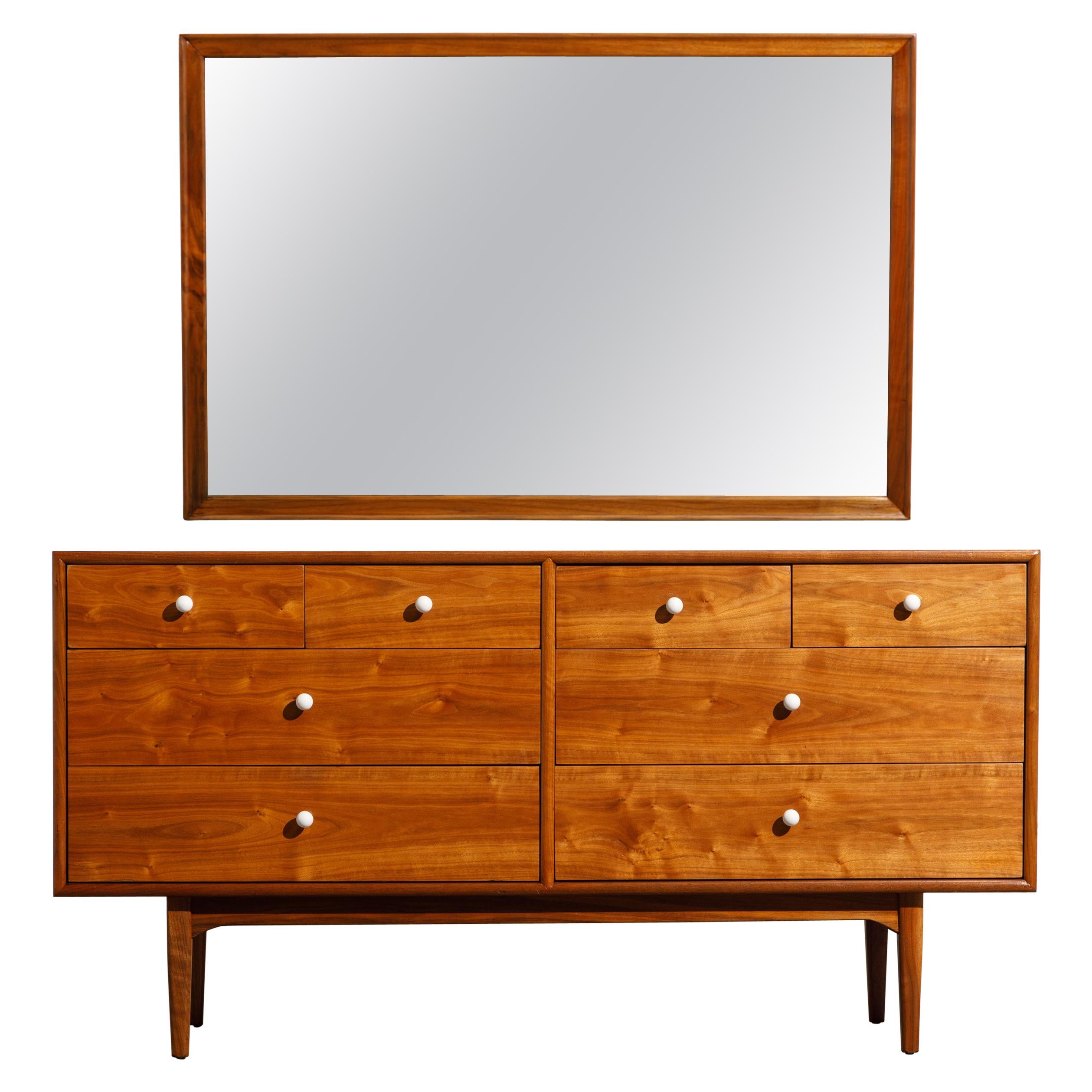 Kipp Stewart Declaration Dresser and Mirror for Drexel, 1950s, Restored, Signed