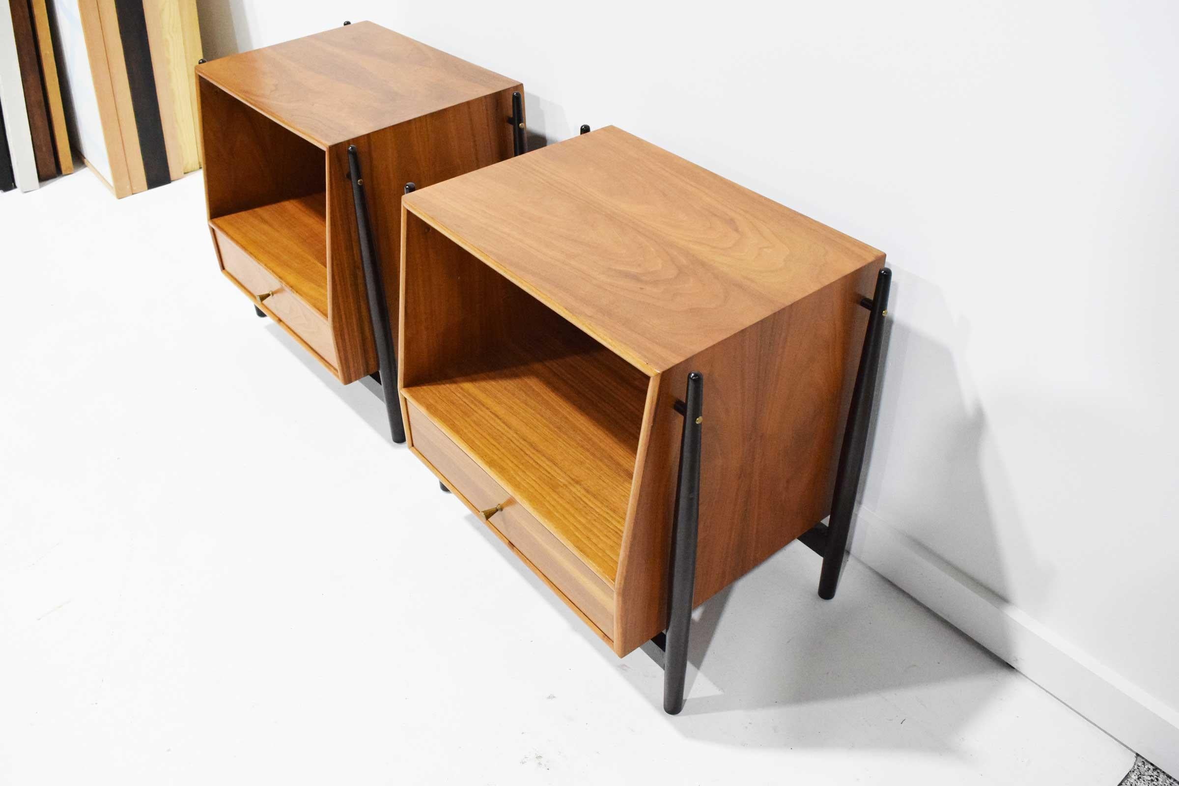 Mid-Century Modern Kipp Stewart Declaration Floating Nightstands for Drexel, 1950s, Signed