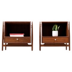 Kipp Stewart ”Declaration” Sculpted Walnut Floating Night Stands for Drexel